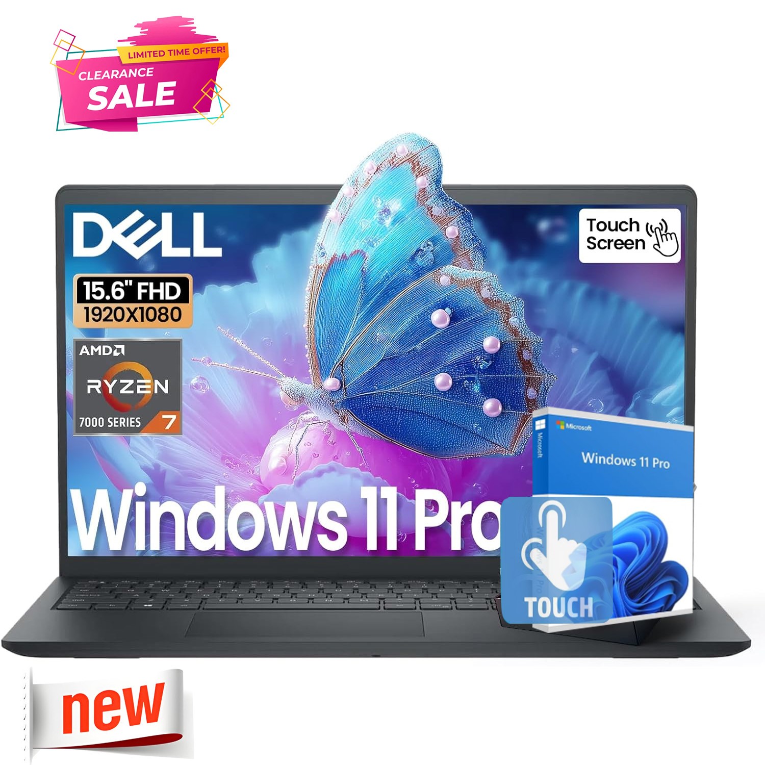 📍 Dell Inspiron 15.6″ Touch Laptop AMD Ryzen 7 7730U UpTo 64GB 4TB SSD Win11pro