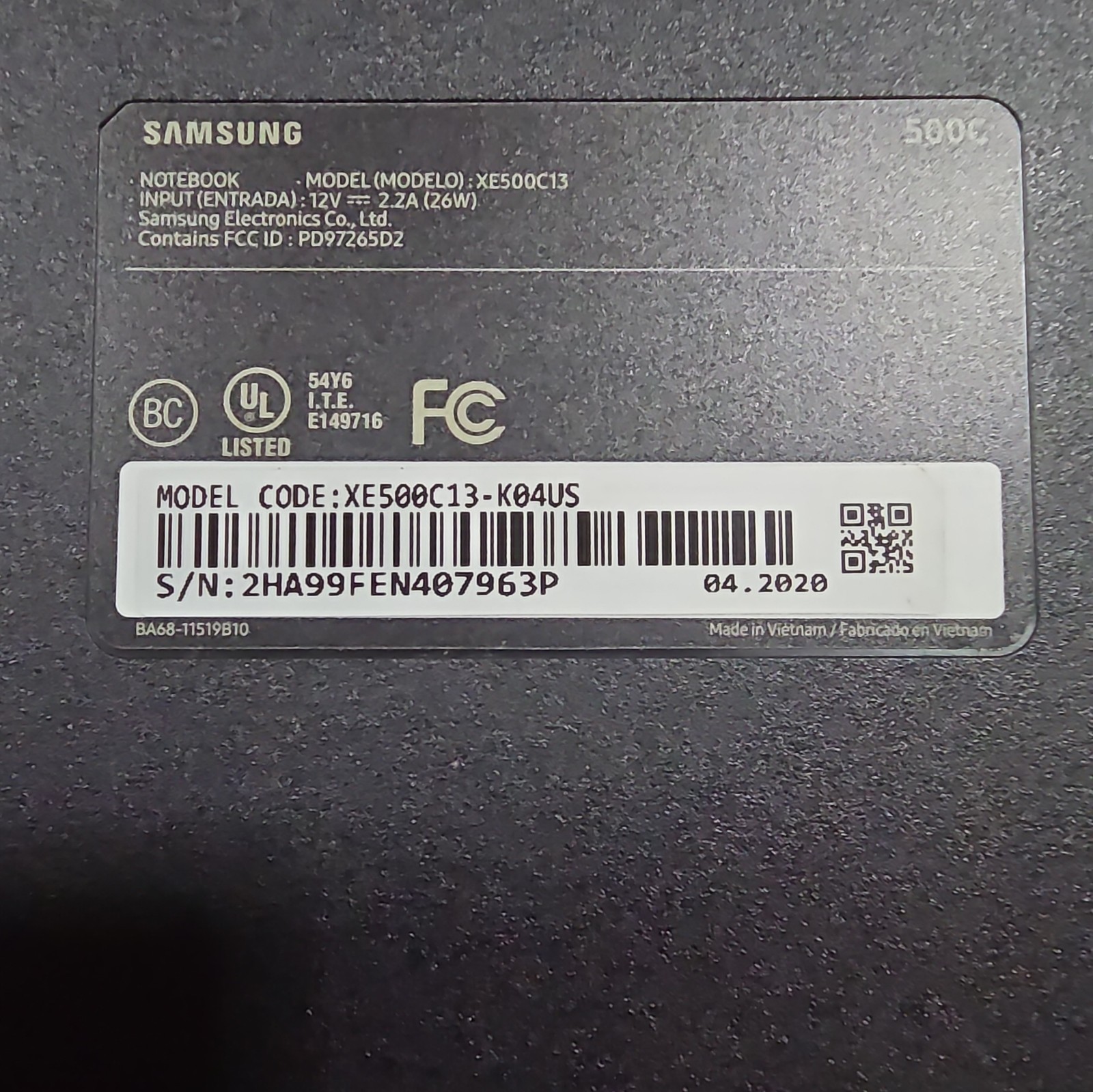 Samsung Chromebook XE501C13 11.6″ Intel Celeron 2GB 16GB Black w/ Charger