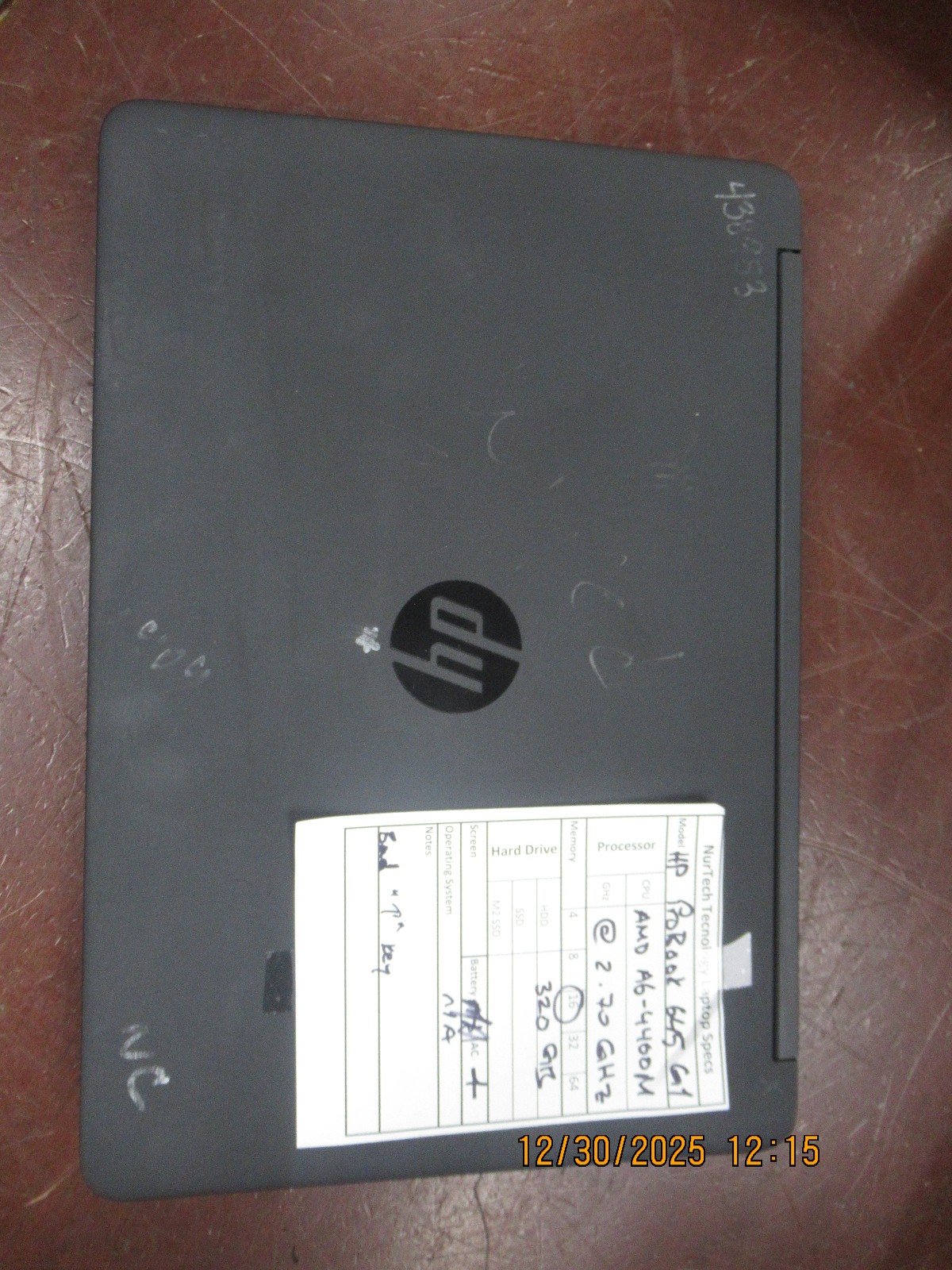 HP Probook 645 G1 AMD A6-4400M 2.70GHz 16GB RAM 320GB Laptop +AC [NO BATTERY/OS