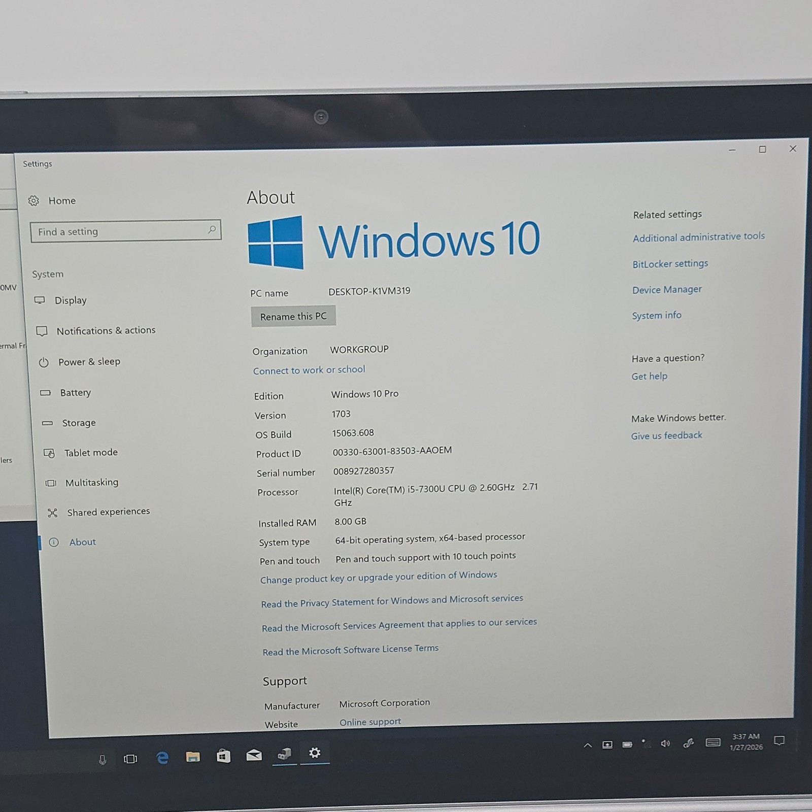 Microsoft Surface Book 2 1832 13.5″ i5-7300U 8GB 128GB SSD W10 Pro