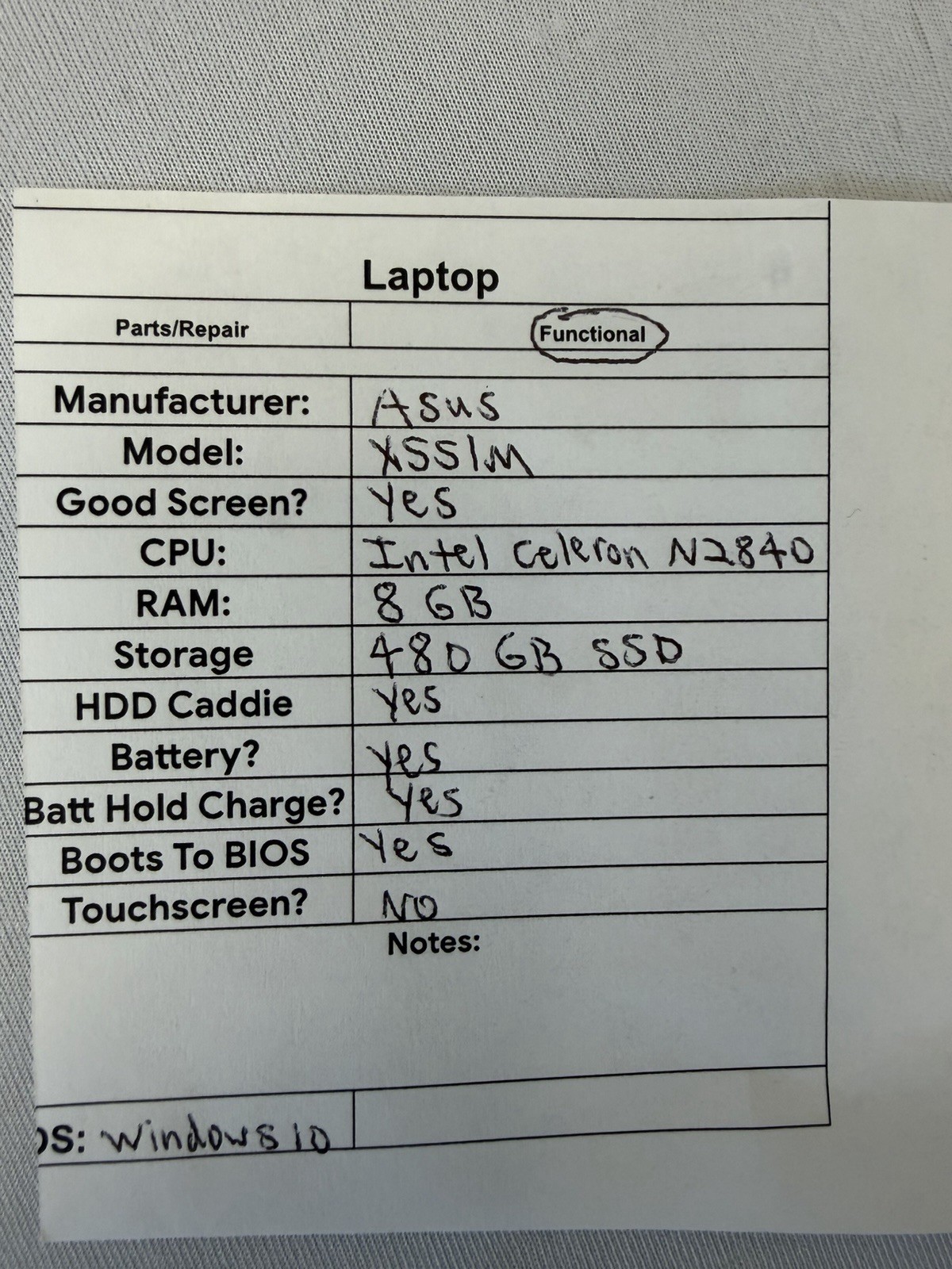 Asus X551M Laptop – Good Screen – Intel Celeron N2840 – RAM 8 GB -Read Des