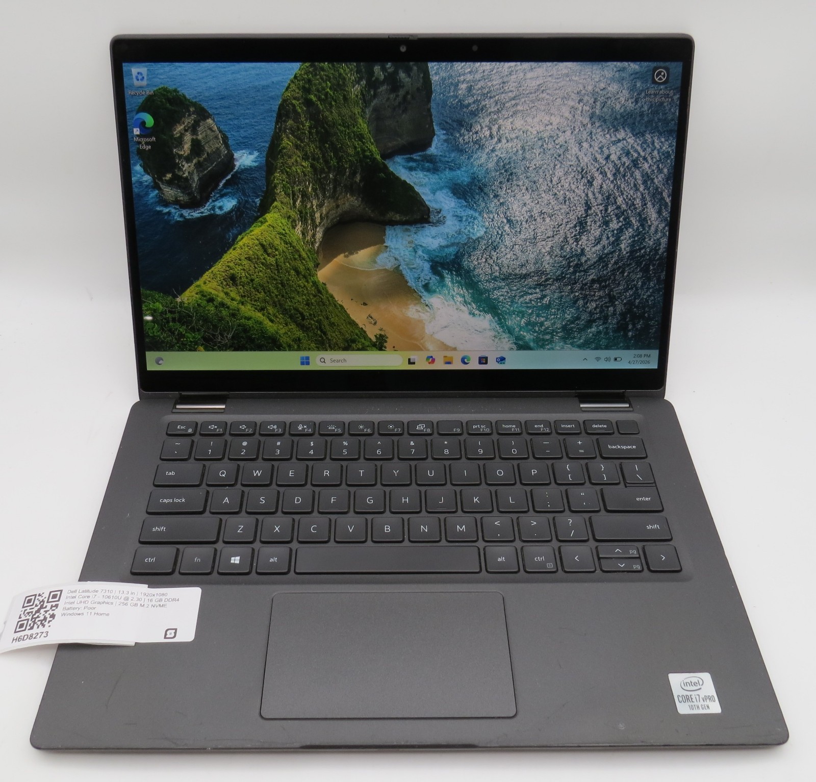Dell Latitude 7310 i7-10610U @ 2.3GHz 16GB / 256GB m2 13.3 touch Win 11