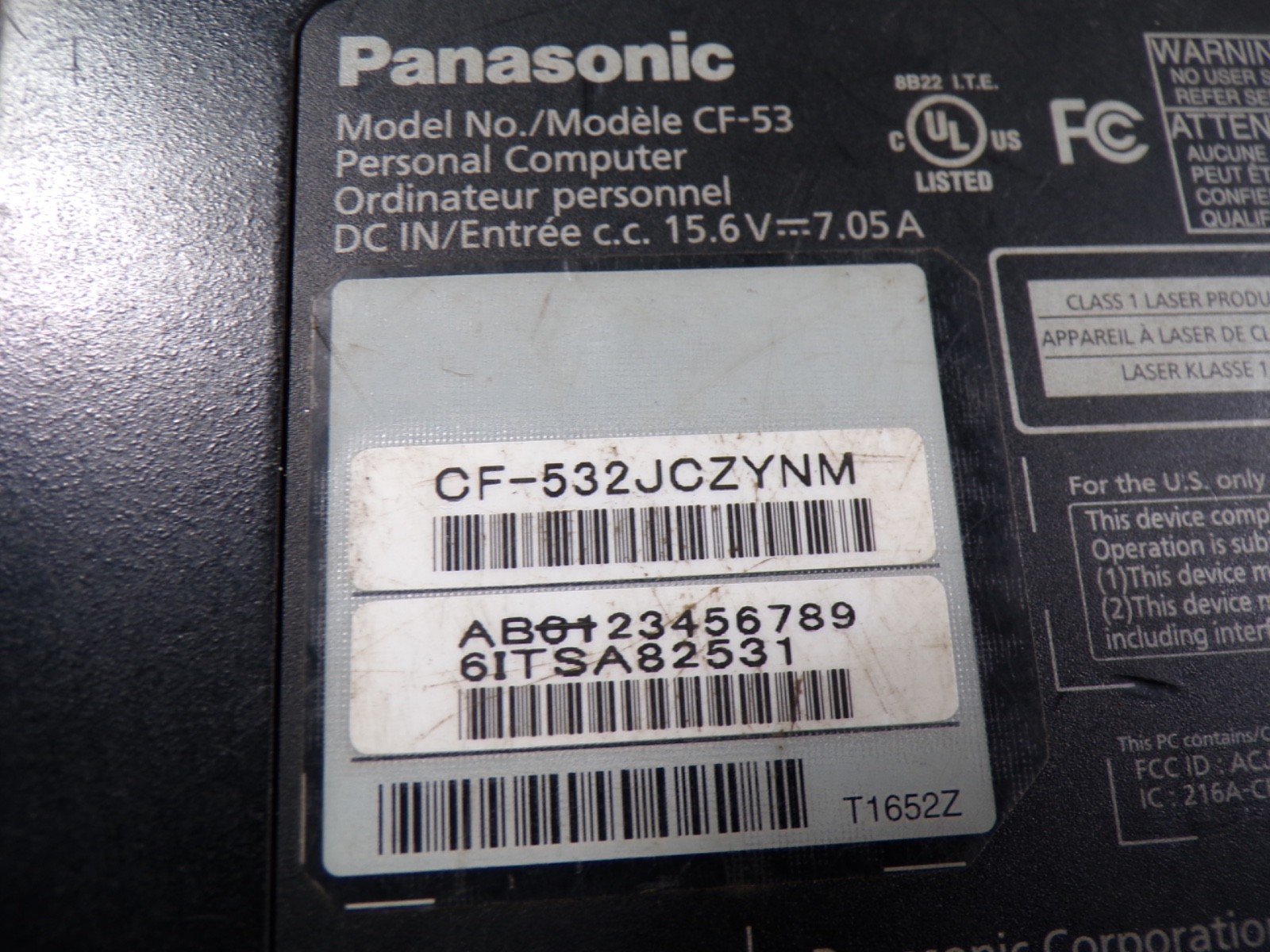 PANASONIC CF-53 I5 8GB RAM **UNTESTED **NO HD/ NO CADDIE/ NO OS/ NO CHARGER