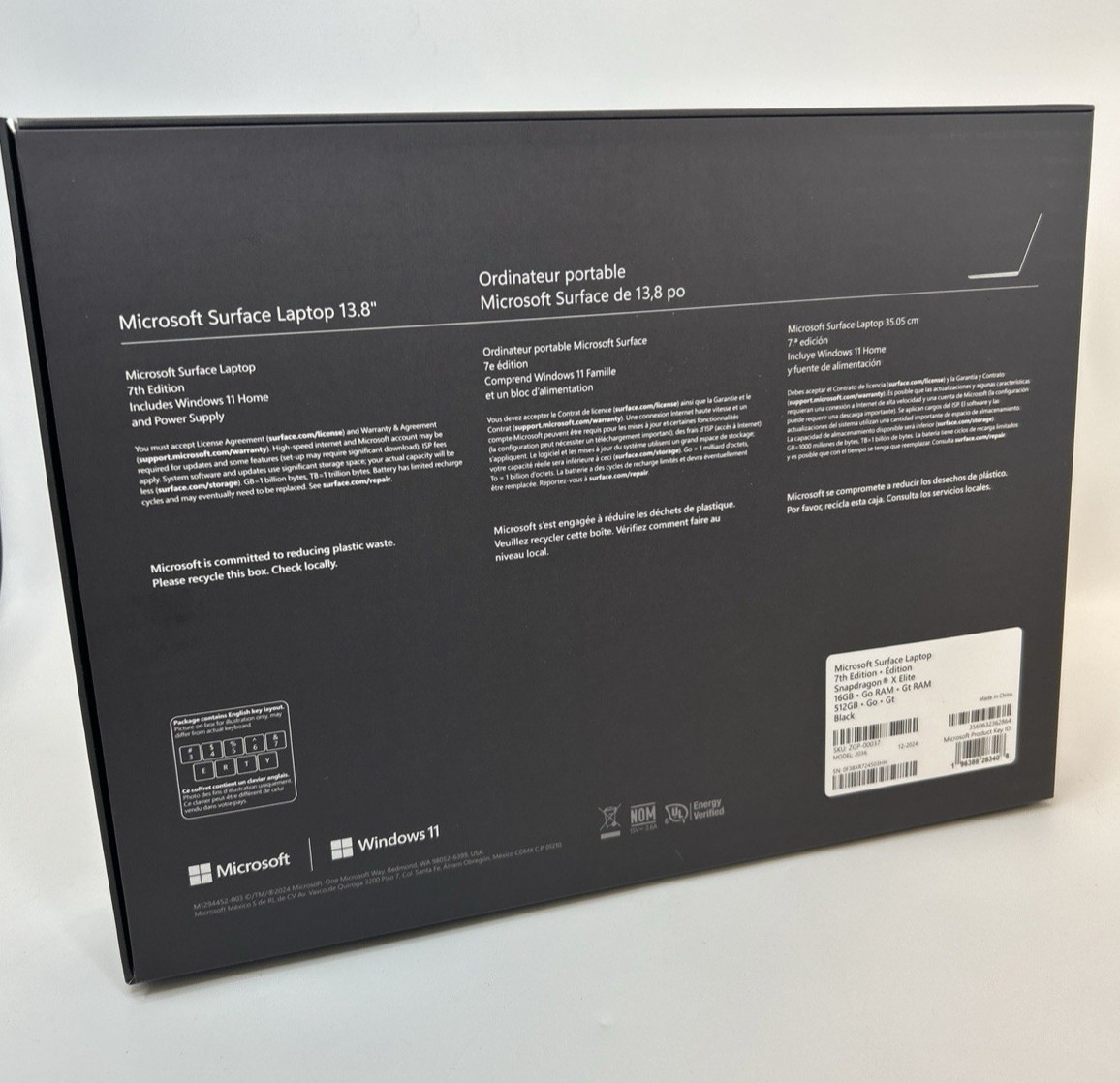 Microsoft Surface Laptop 7th Ed Snapdragon X Elite 16GB RAM 512GB Black *NEW*