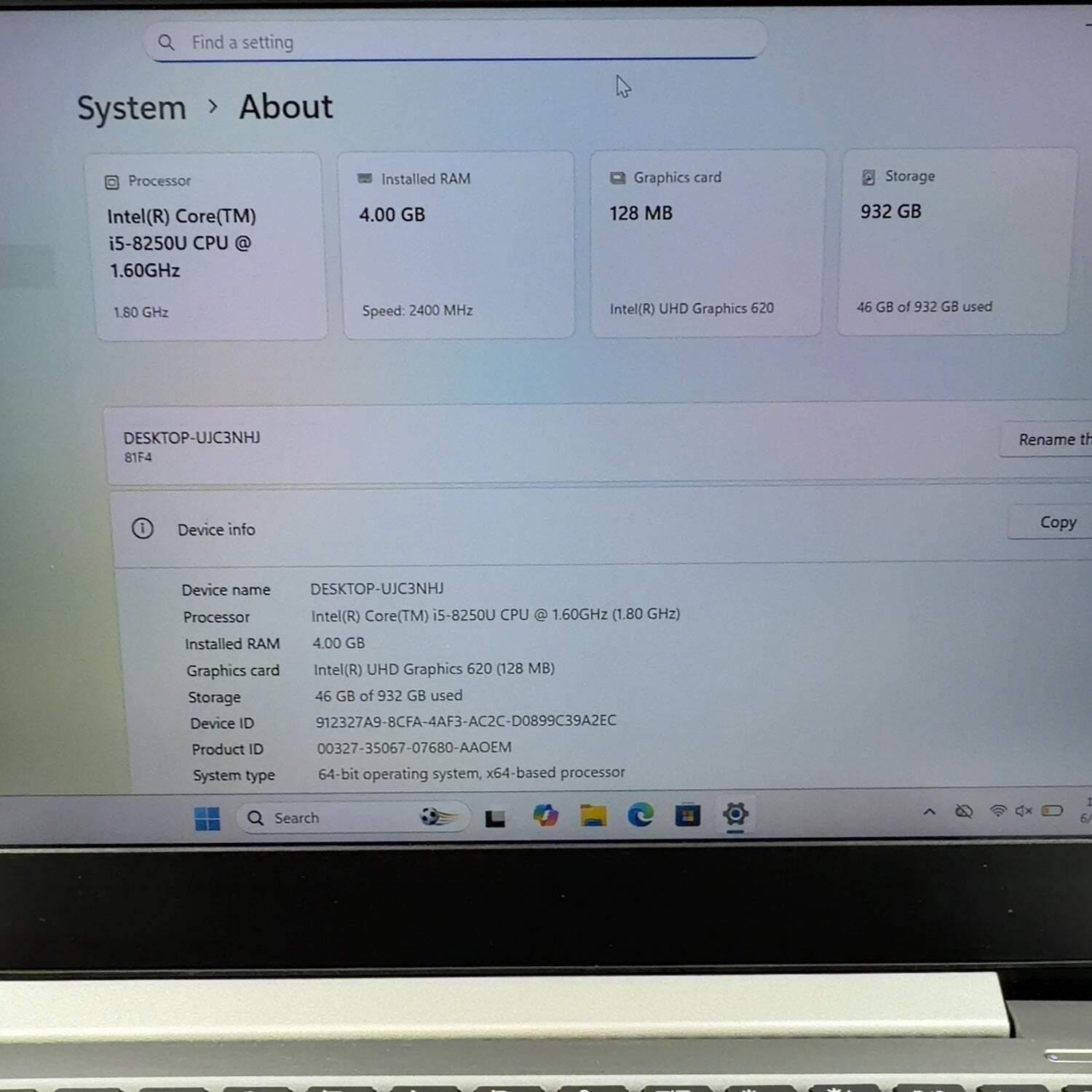 Broken Lenovo IdeaPad 330s 81F4 14″ i5-8250U 1.6GHz 4GB RAM 1TB SSD Read