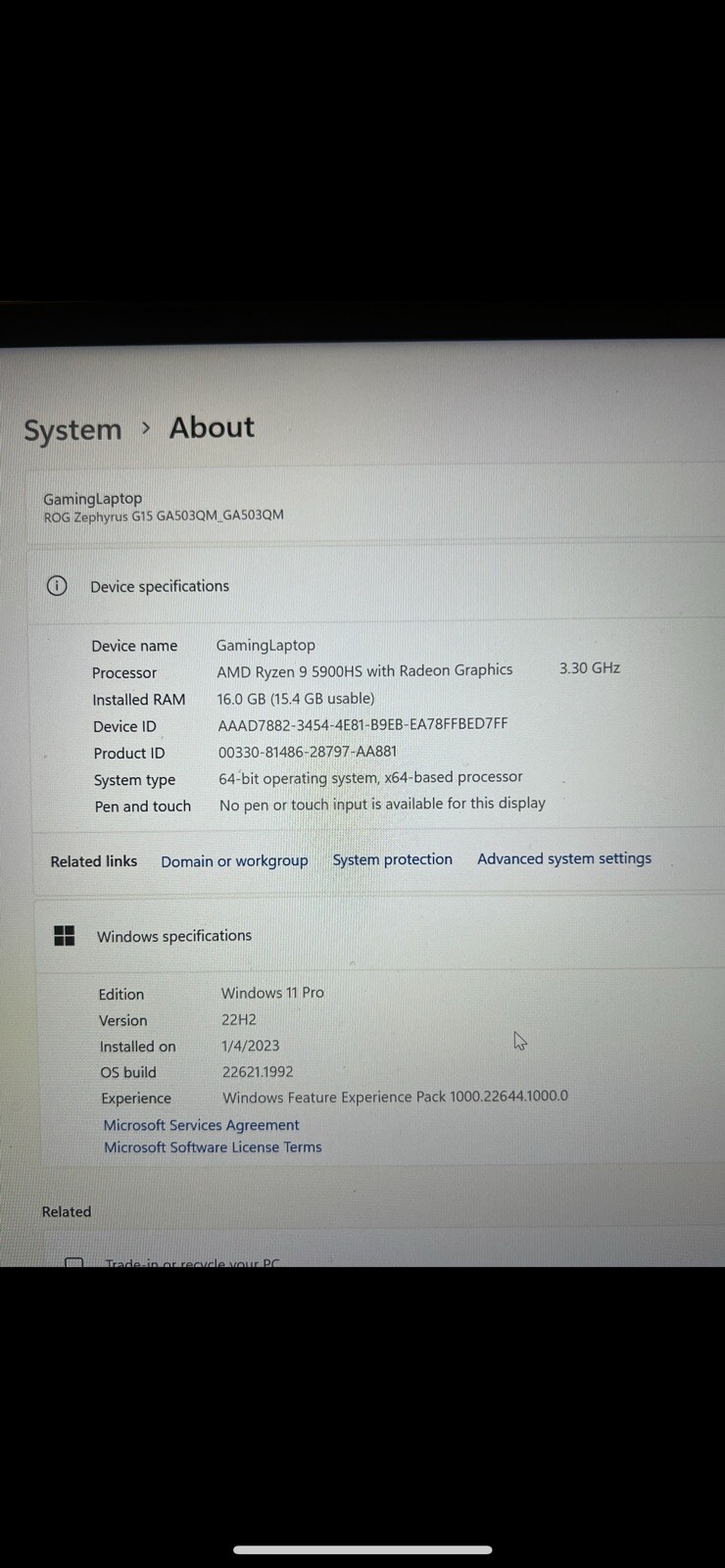 ASUS ROG Zephyrus G15 15.6″ (512GB SSD, AMD Ryzen 9 5000 Series, 4.60 GHz, 16GB)