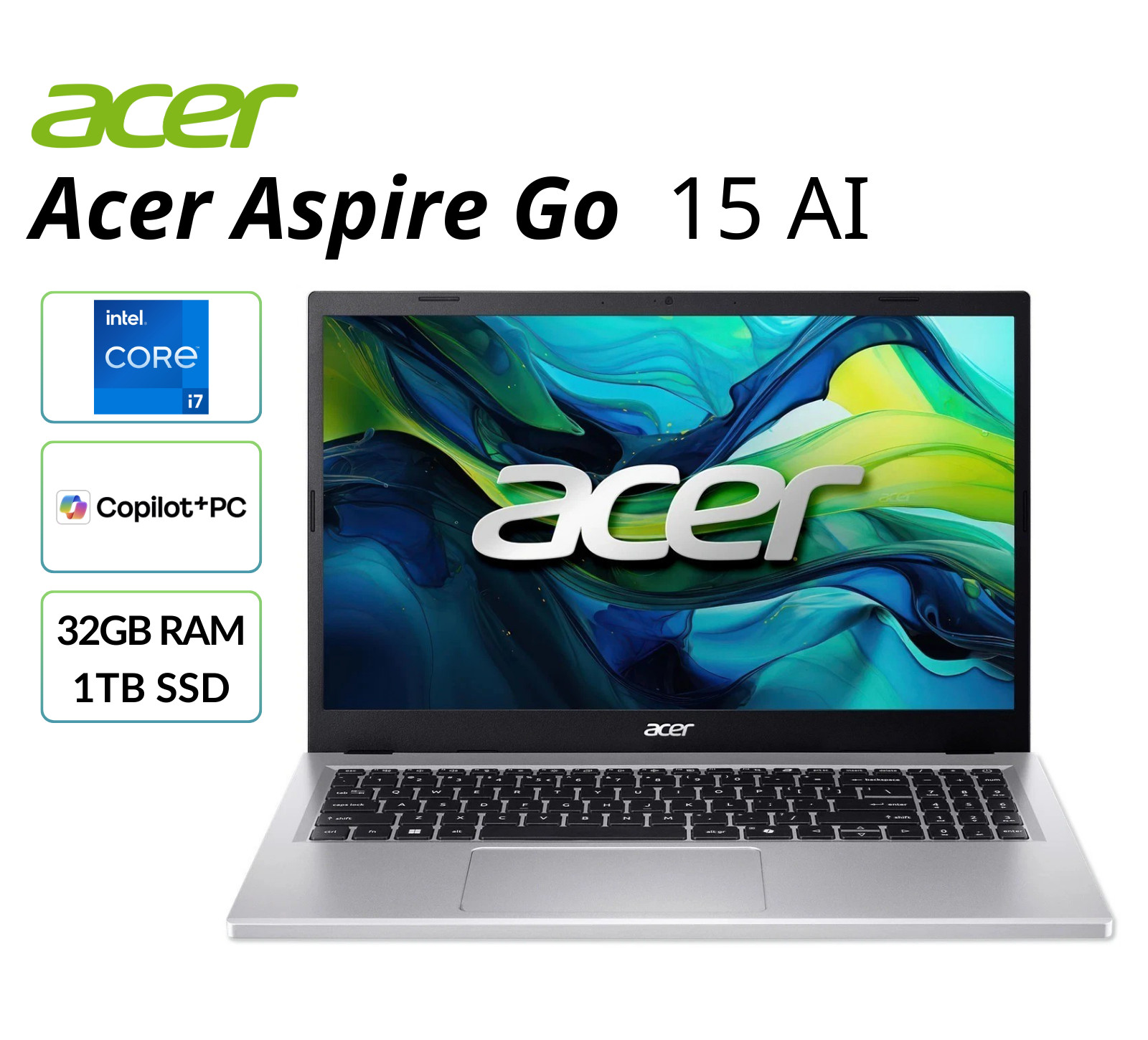 Acer Aspire Go 15 AI Laptop 15.6″ Intel Core i7 32GB RAM 1TB SSD AG15-71PT-7378