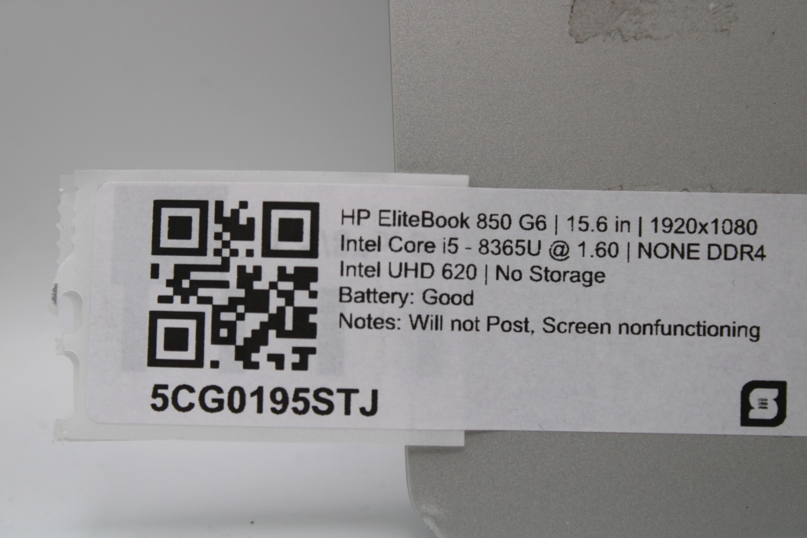 HP EliteBook 850 G6 i5-8365U @ 1.6 GHz No RAM No SSD No OS *PARTS