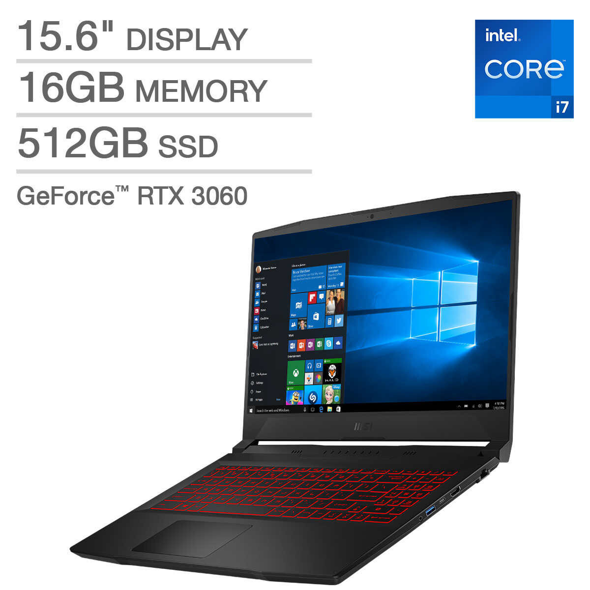 MSI Katana GF66 11UE-260US 15.6” FHD 144Hz Laptop i7-11800H 16GB 512GB RTX 3060