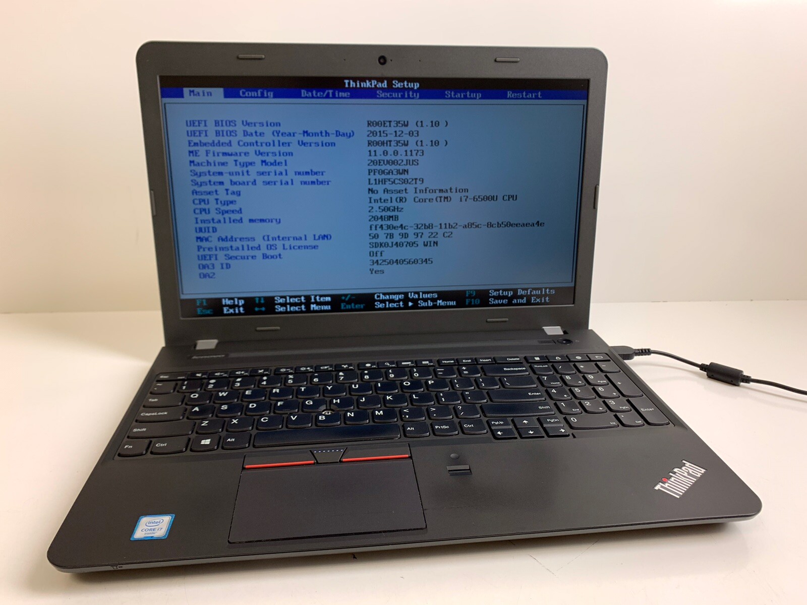 LENOVO THINKPAD E560 CORE i7-6500U @ 2.5GHz 2GB RAM 500GB HDD Windows 10 #203