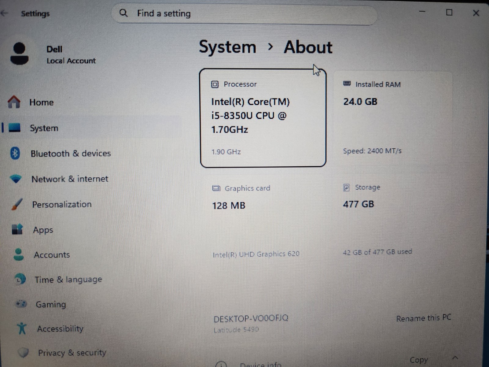 Dell Latitude 5490 14″ HD 1.7GHz i5-8350U 4 Cores 24GB RAM 512GB SSD HDMI WIN11