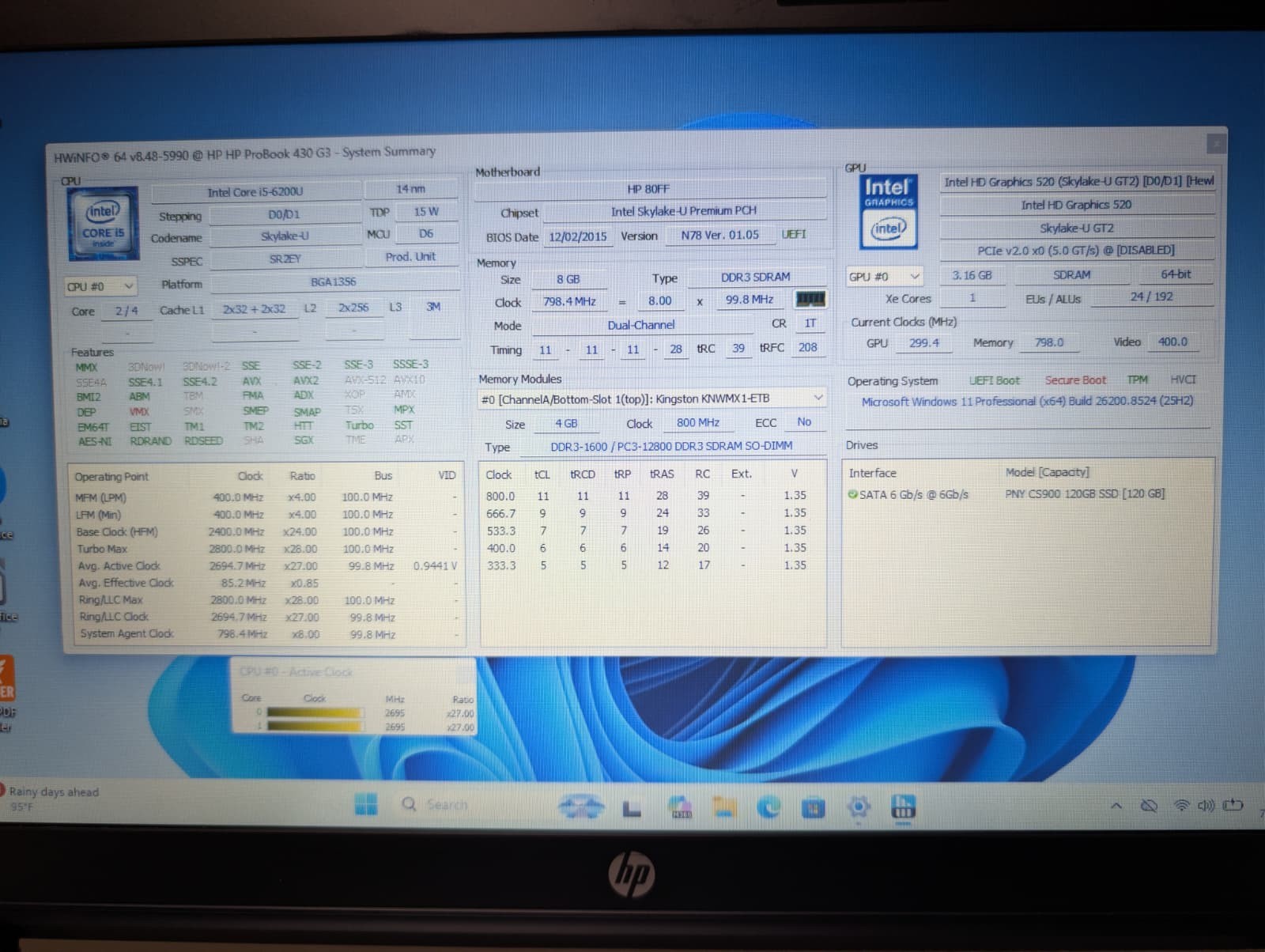 HP ProBook 430 G3 | i5 6th Gen 8GB RAM 128GB SSD | HD Windows 11 Pro Adapter