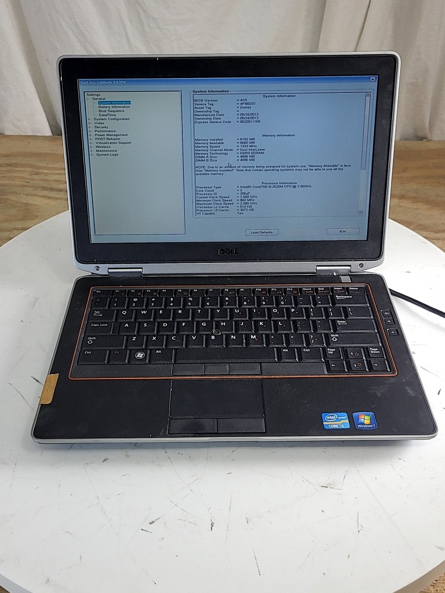 DELL LATITUDE E6320 Laptop Intel Core I5-2520M 8GB SEE NOTES