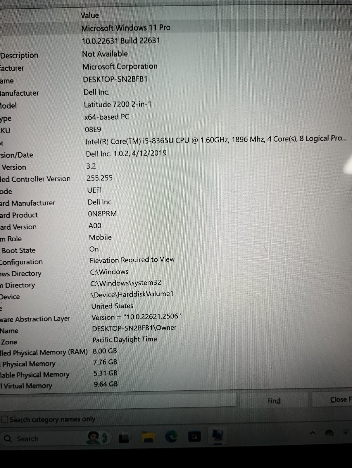7257LATITUDE 7200(No charger,No KB/Touchpad)i5 8th gen.8GB.256GB NVMe.12.3″Touch