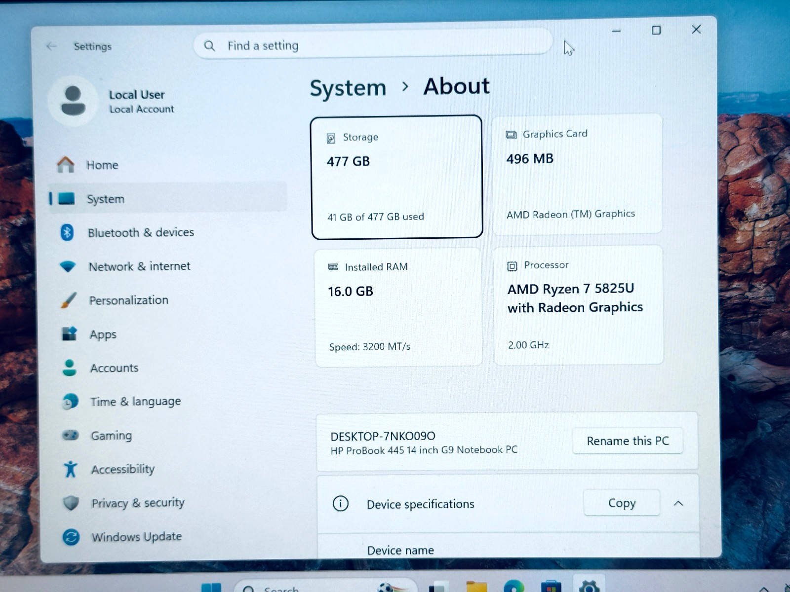 HP ProBook 445 G9 14″ Notebook Ryzen 7 5825U Radeon 2.0GHz 512GB SSD 16GB Win11