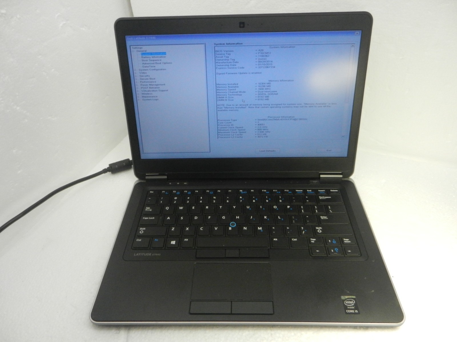 Dell Latitude E7440 CORE i5-4310U @ 2.0GHz / 16GB / NO HDD – MISSING BOTTOM !