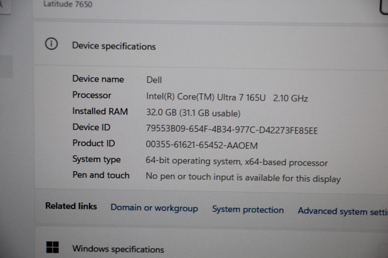 Dell Latitude 16” 7000 (7650) Intel Ultra 7 165U 512GB SSD 32GB RAM Win 11 Pro