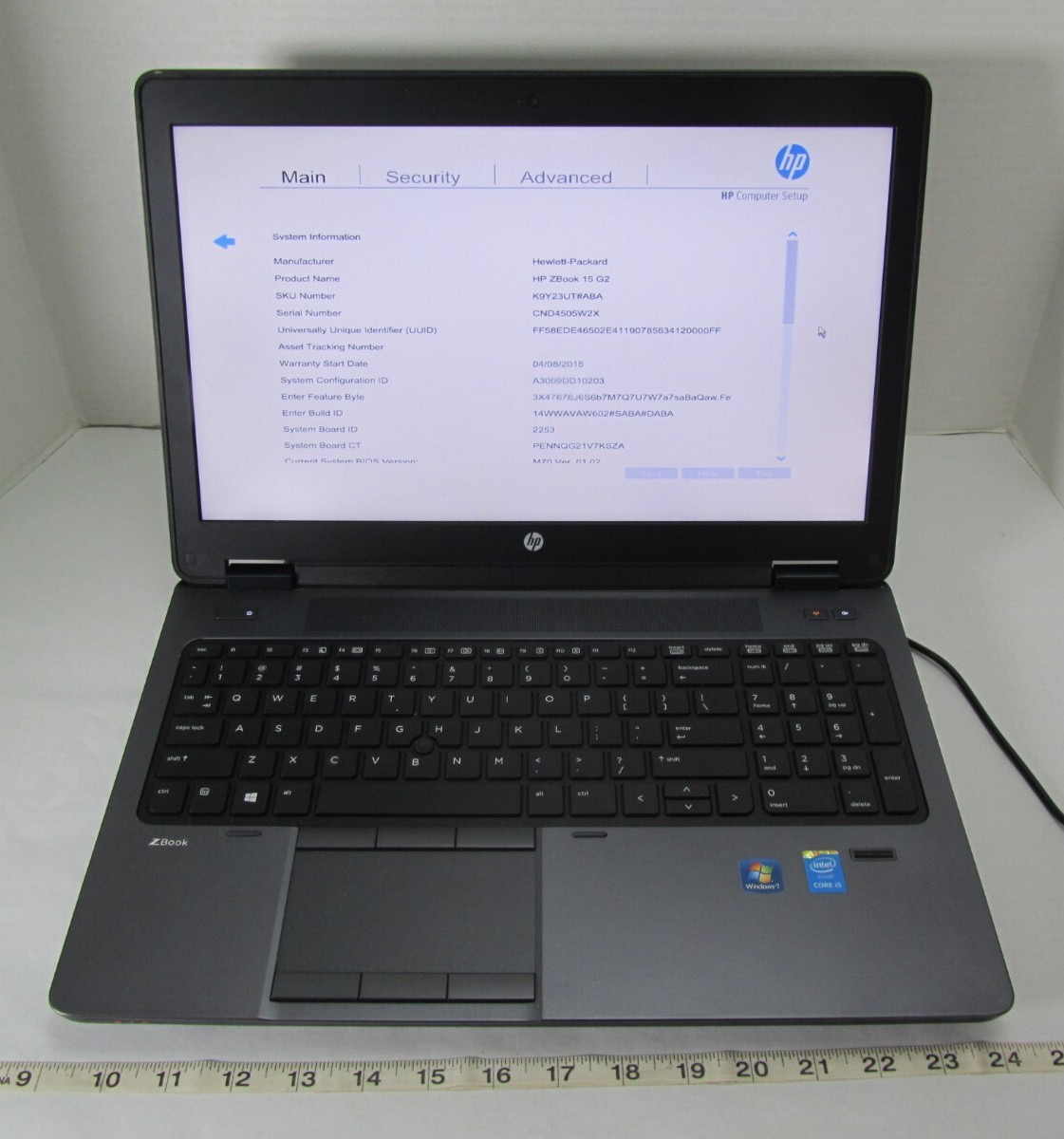 HP ZBook 15 G2 Laptop Computer Intel Core i5-4210M 2.60GHz 8GB RAM NO HDD AS IS