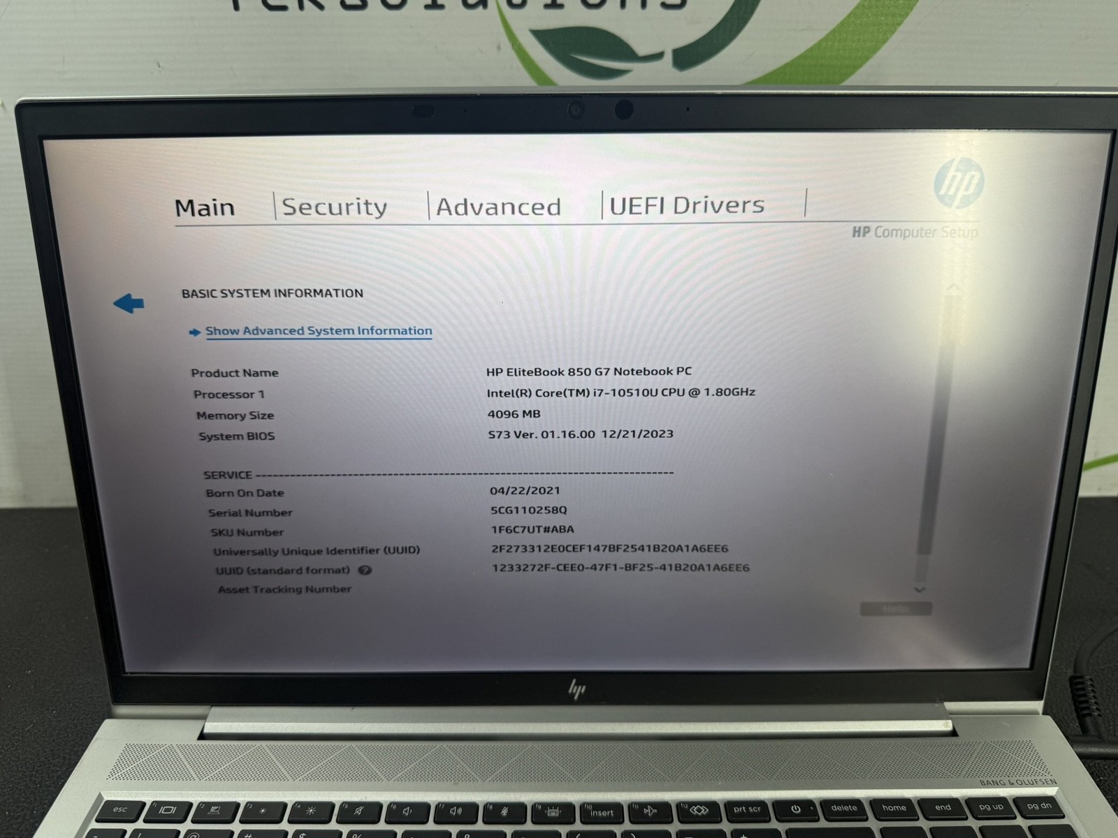 HP EliteBook 850 G7 15.6″ i7-10510U 1.8GHz 4GB DDR4 NO SSD NO BATTERY – READ