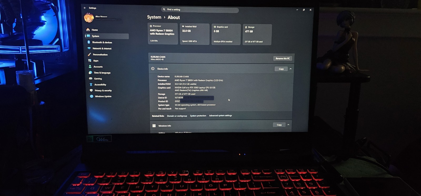 Acer Nitro 5 AN515-45 Gaming Laptop upgraded 32GB RAM RTX 3060 512GB SSD +Bundle