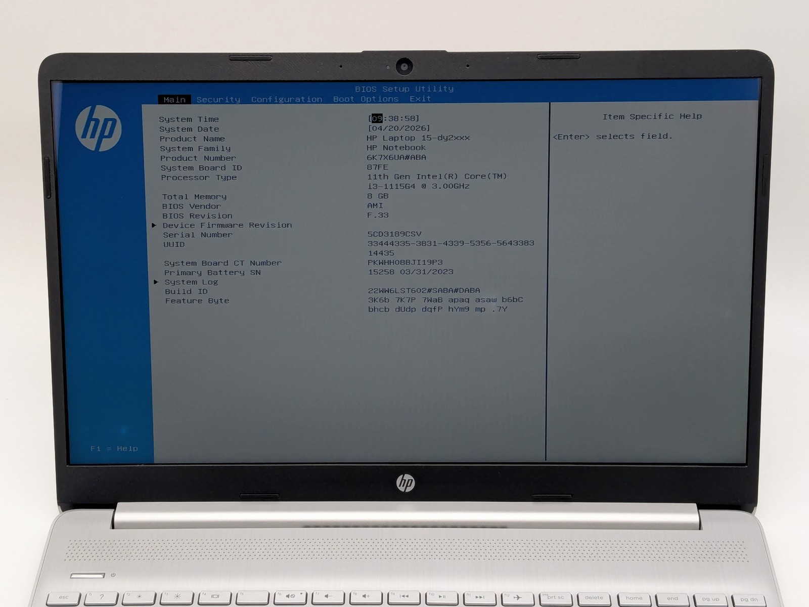 HP Laptop 15-dy2702dx 15″ HD Touch I3-1115G4 256GB SSD 8GB W11 Webcam