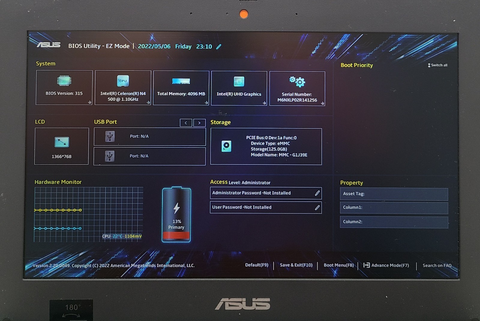 ASUS BR1100CK 11.6″ Laptop Intel N4500 4GB RAM 128GB eMMC NO OS (FL)
