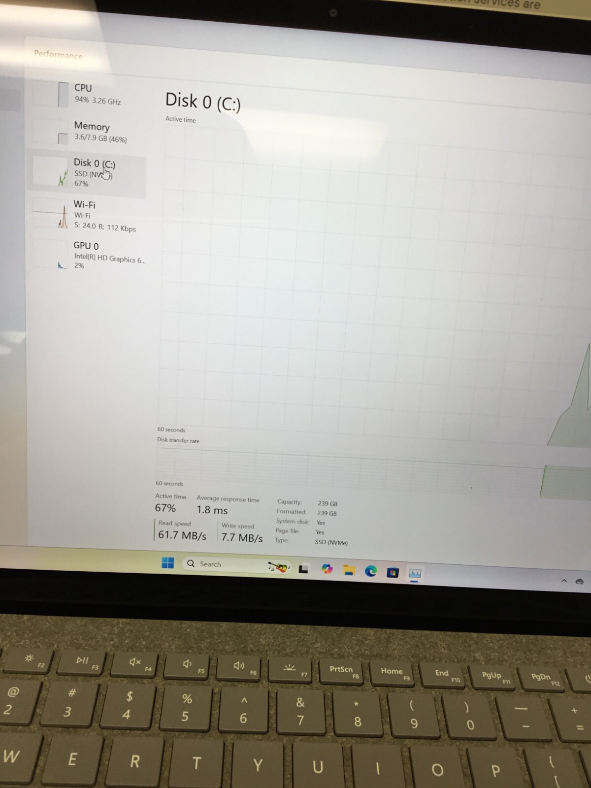 Microsoft Surface laptop13.5” 256 GB Core i5 7th Gen 2.60GHz 8GB RAM WIN 11 PRO
