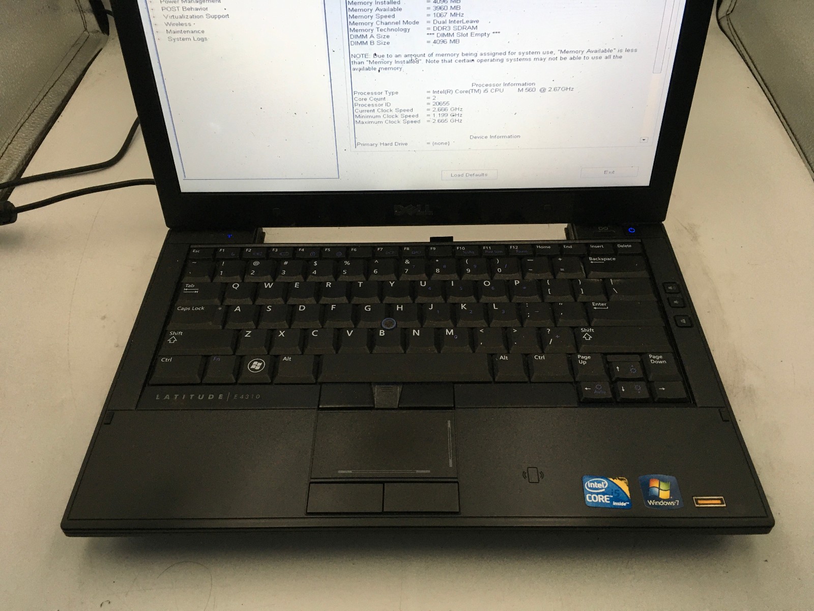 DELL LATITUDE E4310 – BOOTS TO BIOS – INTEL I5 M560 – NO RAM – 13″ – READ – BB