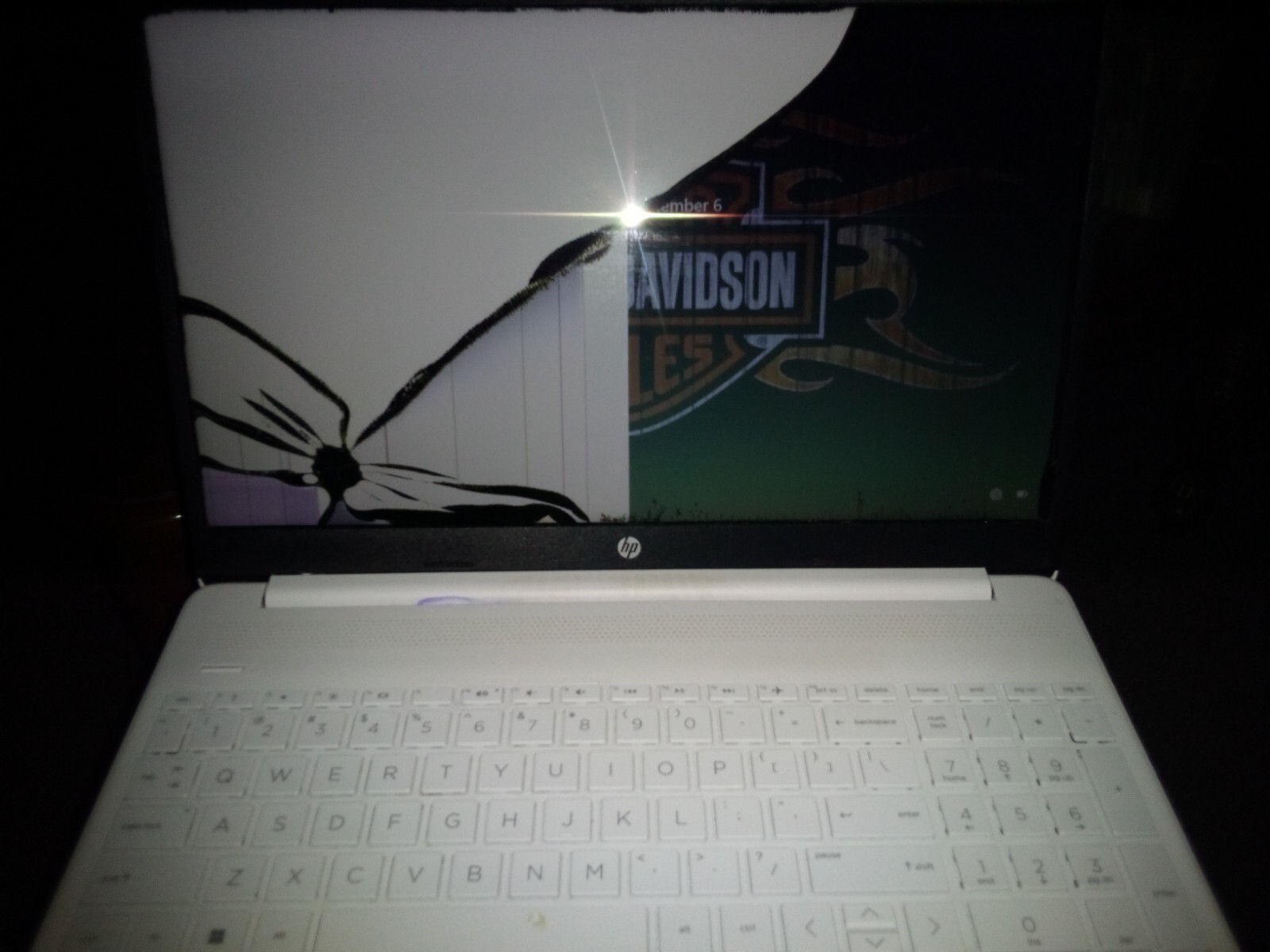 hp laptop 15dy2042nr Snow White(Busted Screen) But Comes With Monitor And HDMo