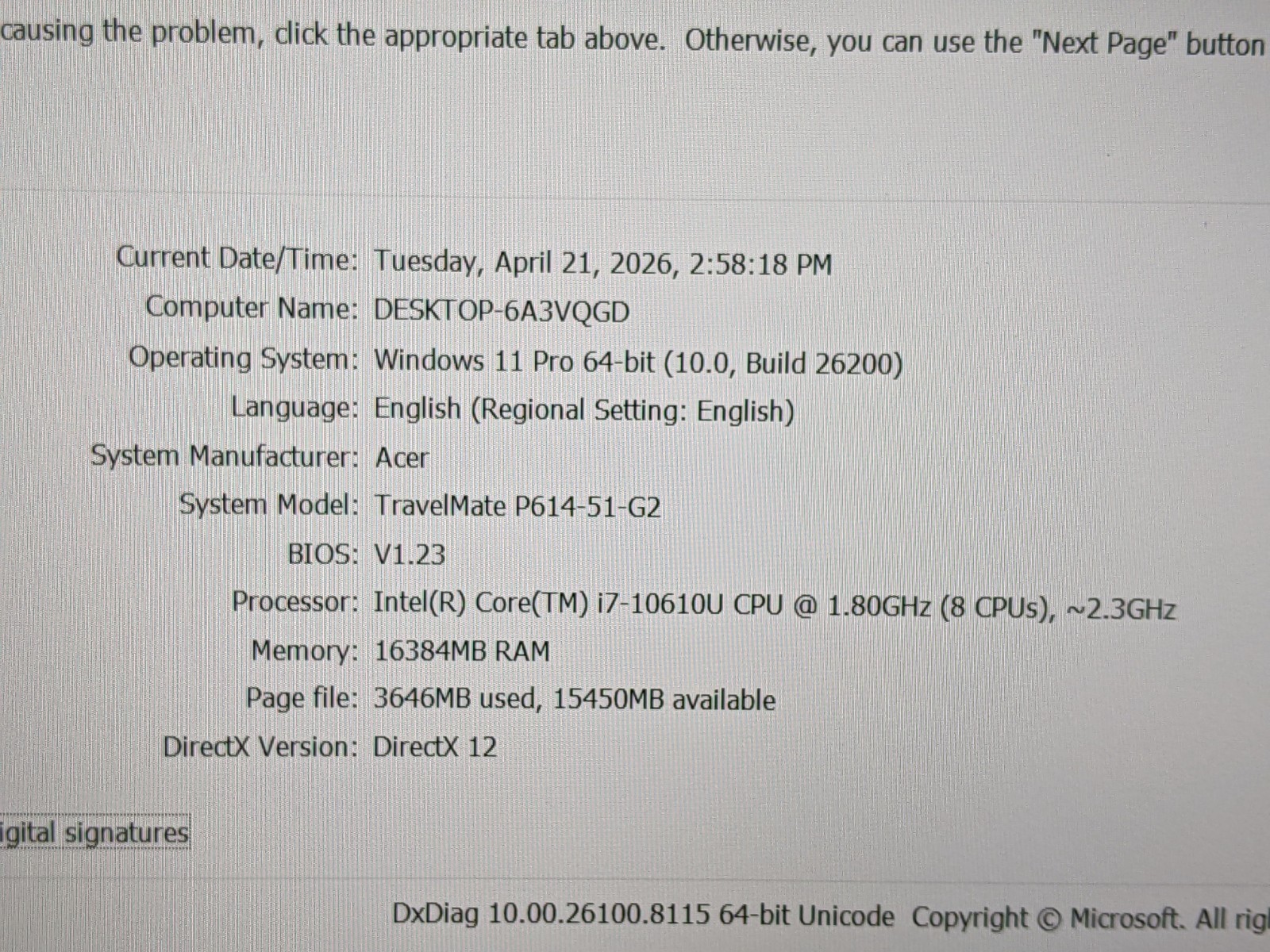 Acer TravelMate P614-51-G2 14″ FHD i7-10610U 1.8GHz 16GB 512GB SSD W11P +Charger