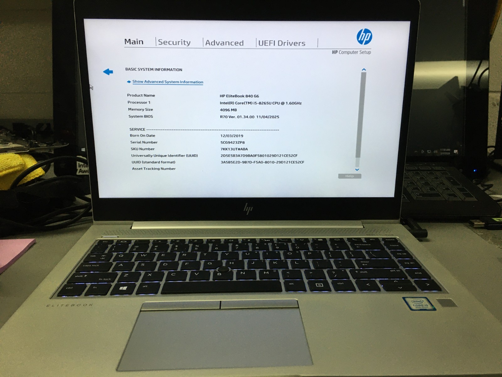 HP EliteBook 840 G6 i5-8265U 4GB RAM *AS IS/NO BATTERY/NO SSD/NO OS* | C944