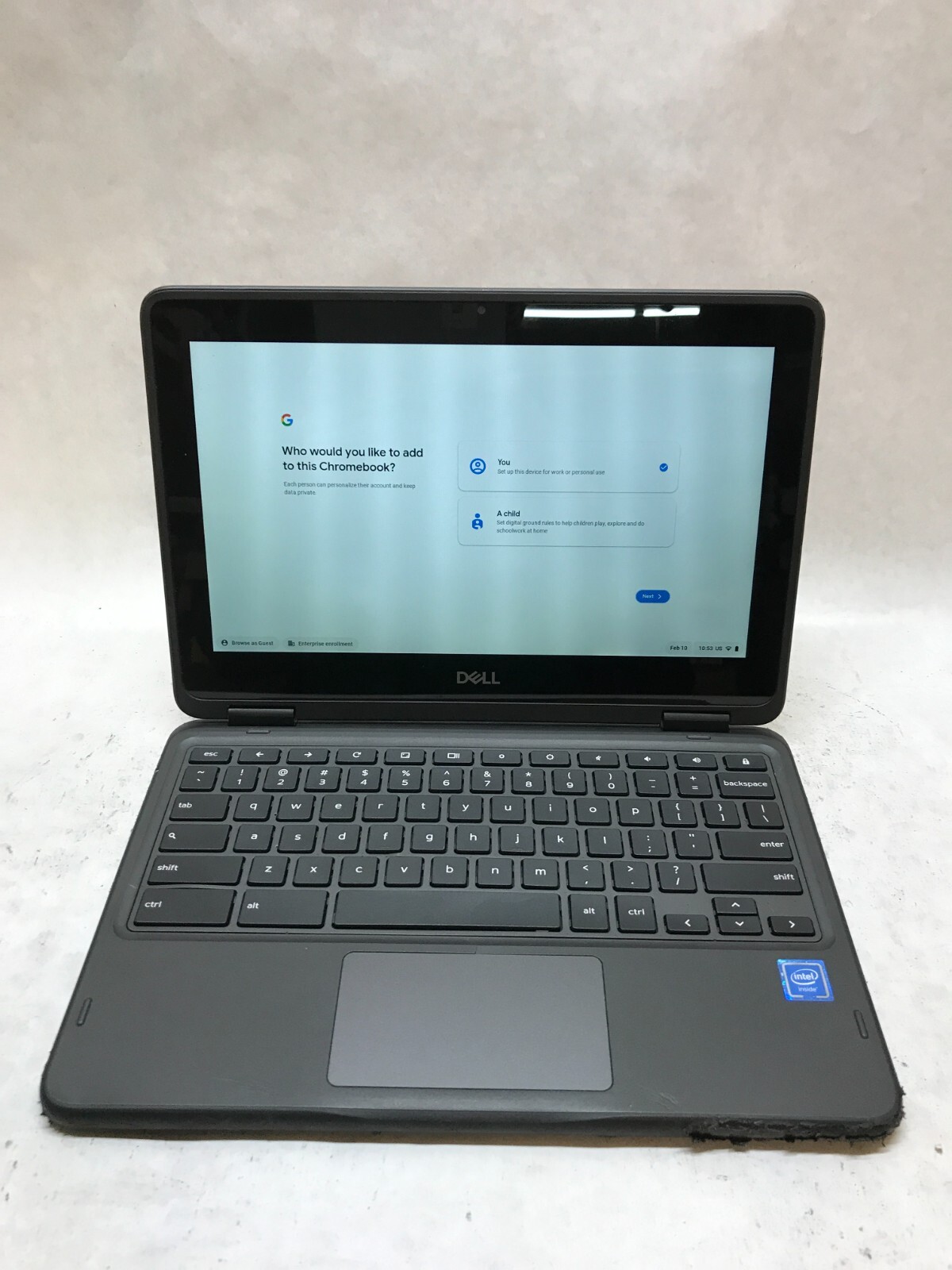 Dell 3100 2-in-1 Chromebook 11.6″ Intel Celeron 4GB RAM 16GB eMMC Case Peel – DW