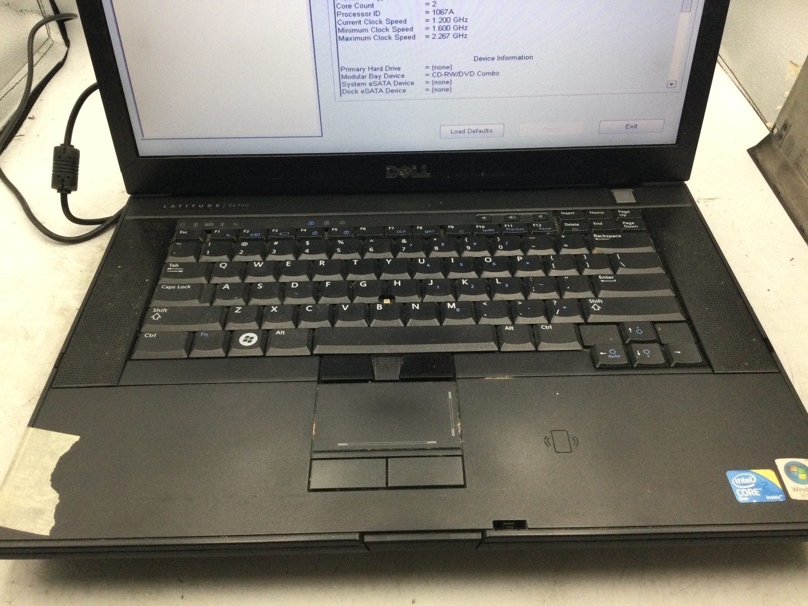 DELL LATITUDE E6500 – BOOTS TO BIOS – INTEL CORE 2 DUO – NO RAM – READ DESC – BB