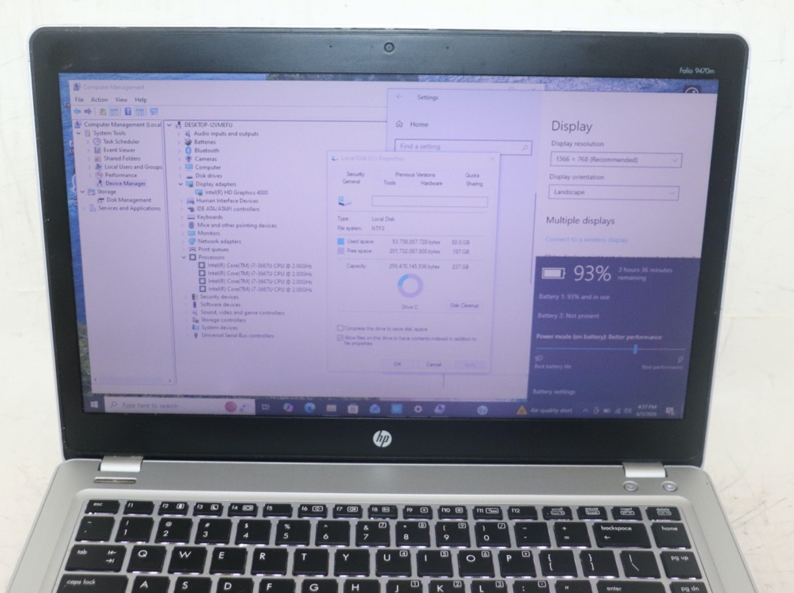 HP EliteBook Folio 9470M |Intel core i7@2.00GHz|8GB RAM|256SSD|Webcam