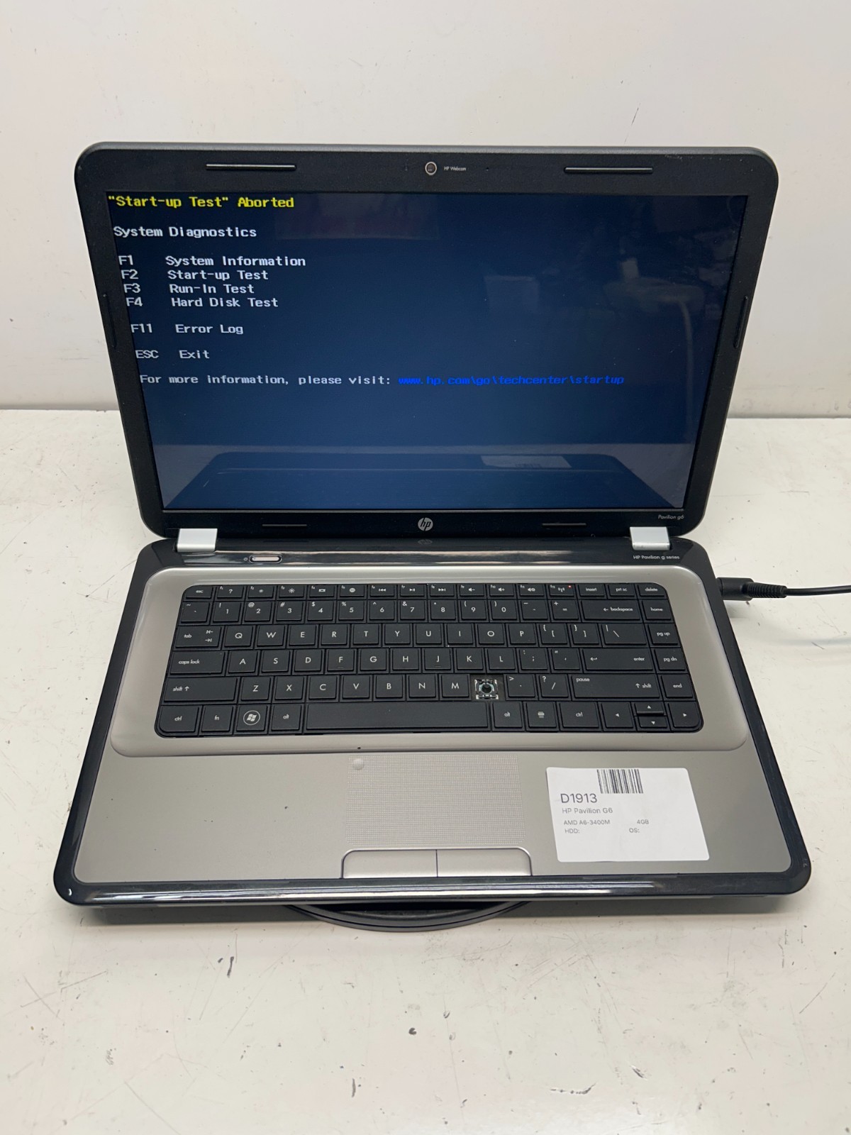 HP Pavilion G6 AMD A6-3400M 1400Mhz 4GB NO HDD