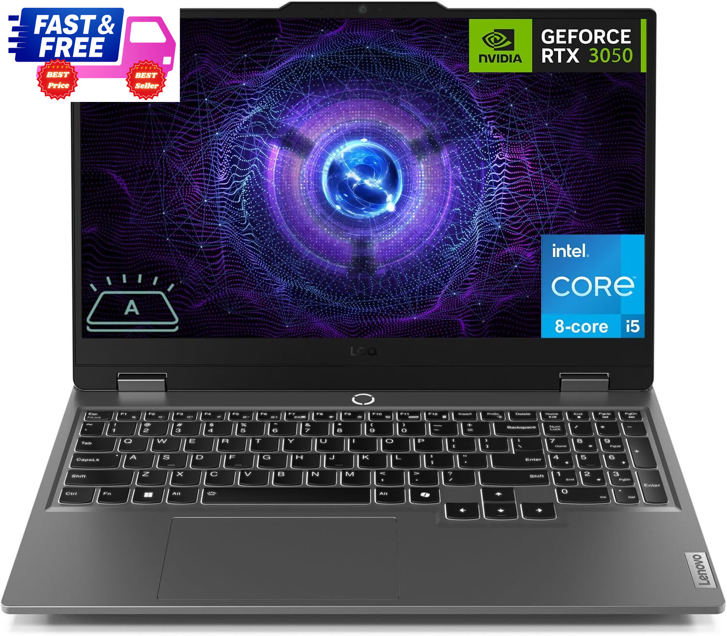 LOQ 15.6″ FHD 144Hz Gaming Laptop i5-12450HX RTX 3050 16GB 512GB SSD Win11 Home