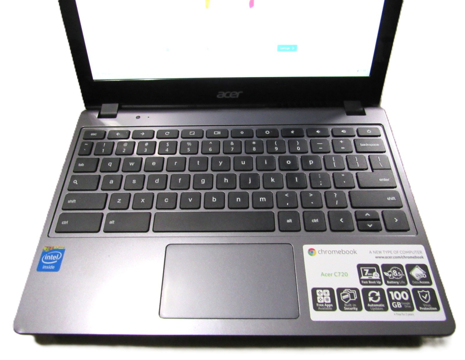 VG+-ACER CHROMEBOOK C720-2800 (16GB SSD, Intel Celeron, 1.40 GHz, 4GB)