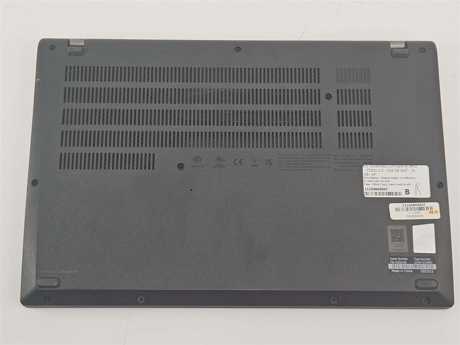 Lenovo ThinkPad L14 Gen 4 256GB SSD 16GB Ryzen 5 PRO 7530U 14″ AMD Radeon No OS