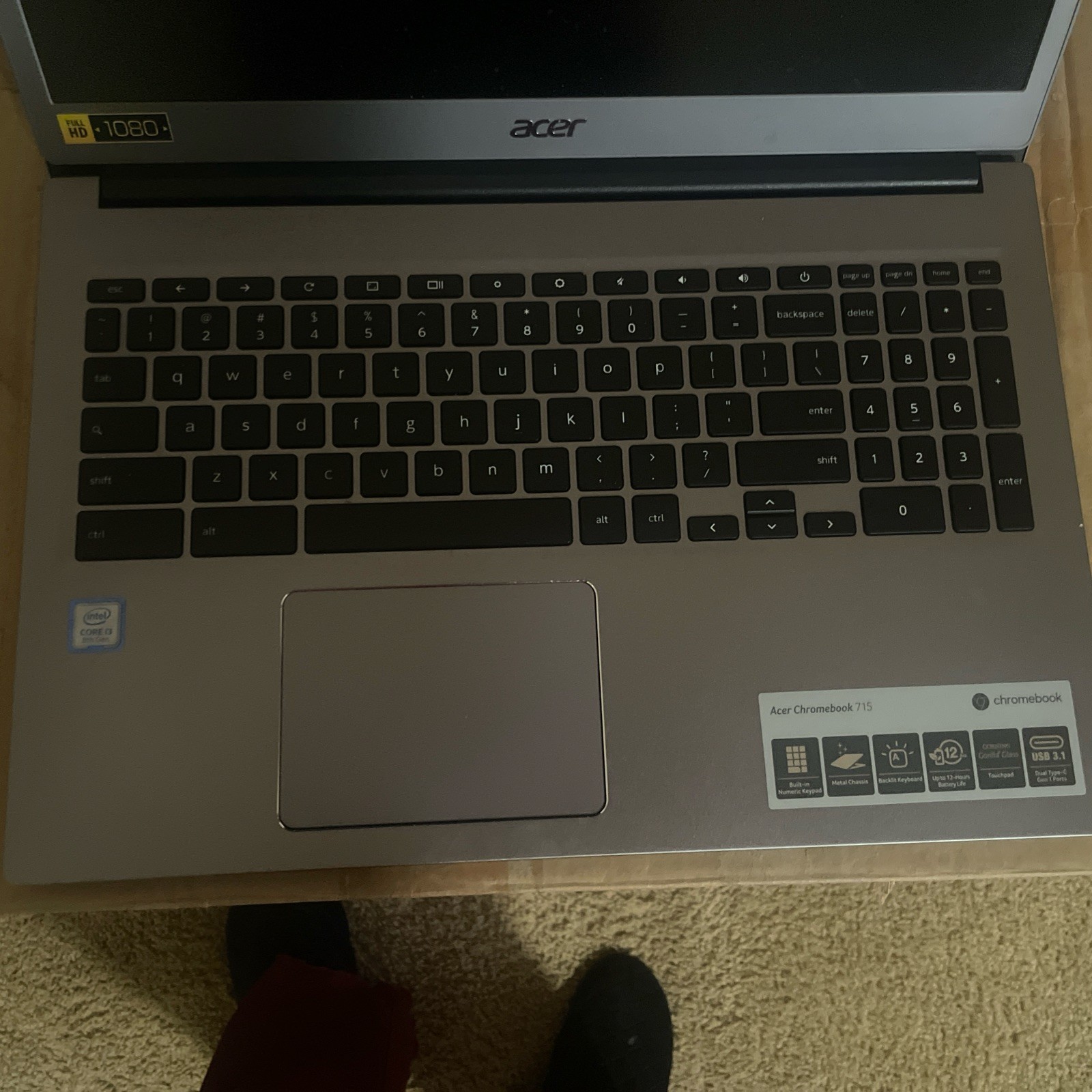 Acer Chromebook CB715-1W 15.6” (128GB SSD, Intel Core i3-8130U, 2.2GHz, 8GB RAM)