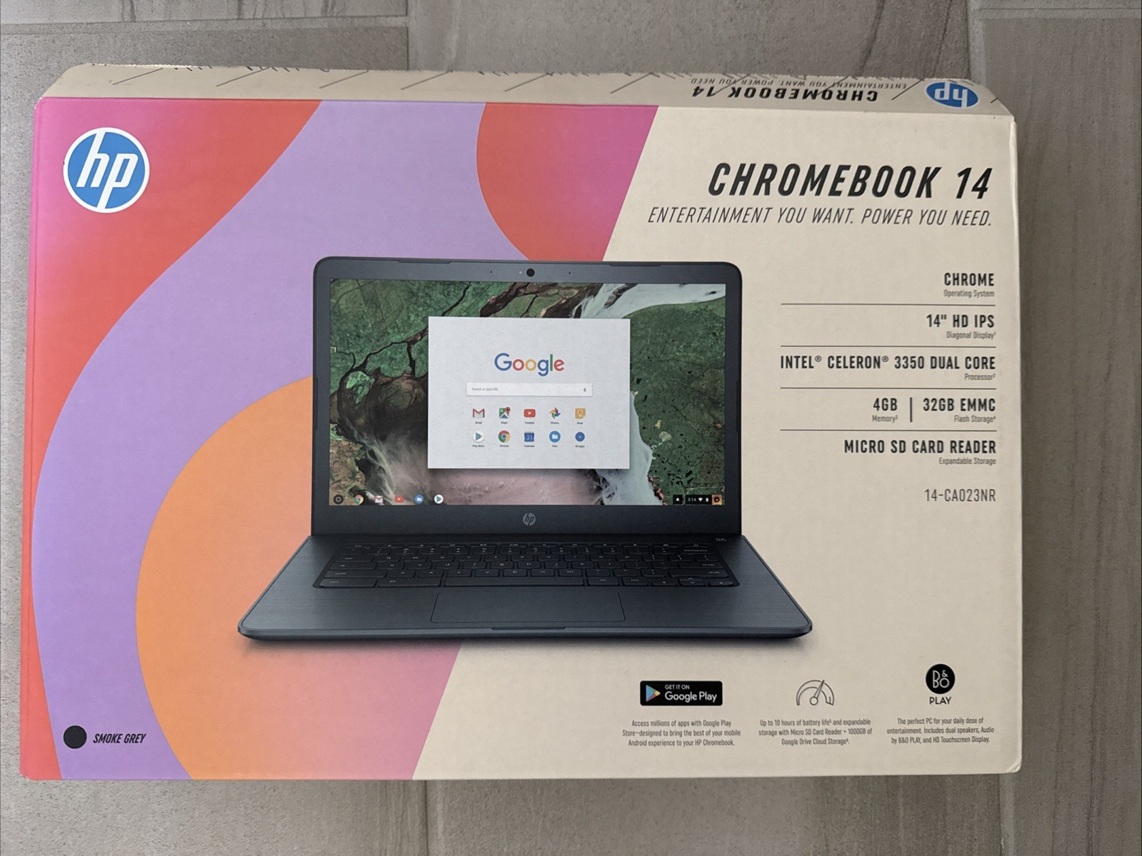 HP 14-ca023nr 14 inch (32GB, Intel Celeron, 1.10 GHz, 4GB) Chromebook – 4BS38UA