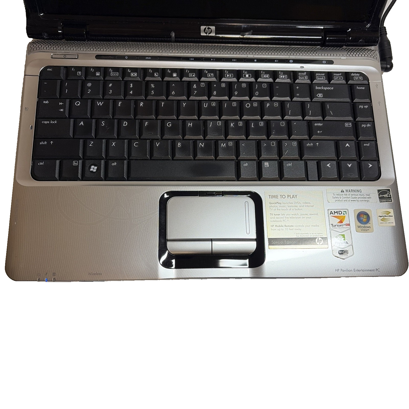HP Pavilion DV2500 14.1-inch AMD Turion Nvidia Laptop Windows DVD Vista No HDD