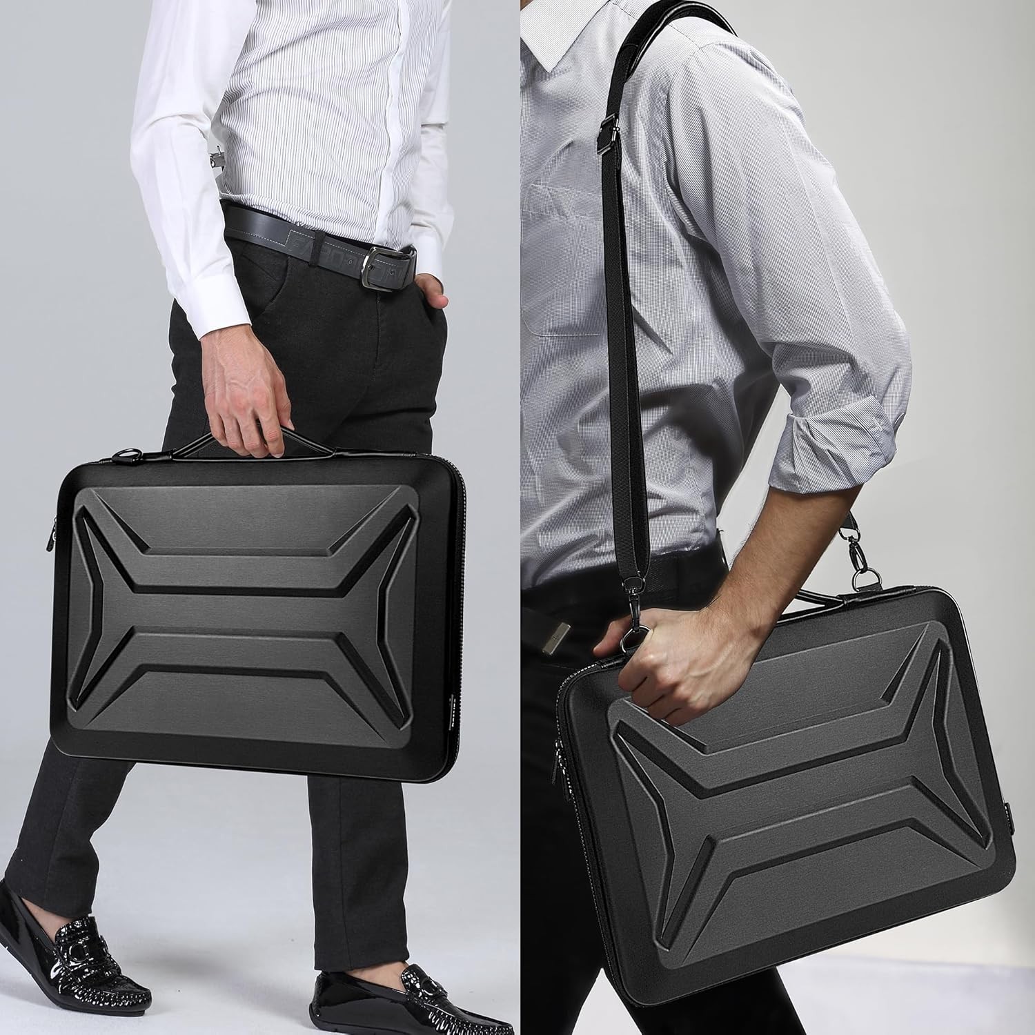 Waterproof Shockproof Hard Shell Laptop Sleeve with Strap for 15.6-16 Inch Devic
