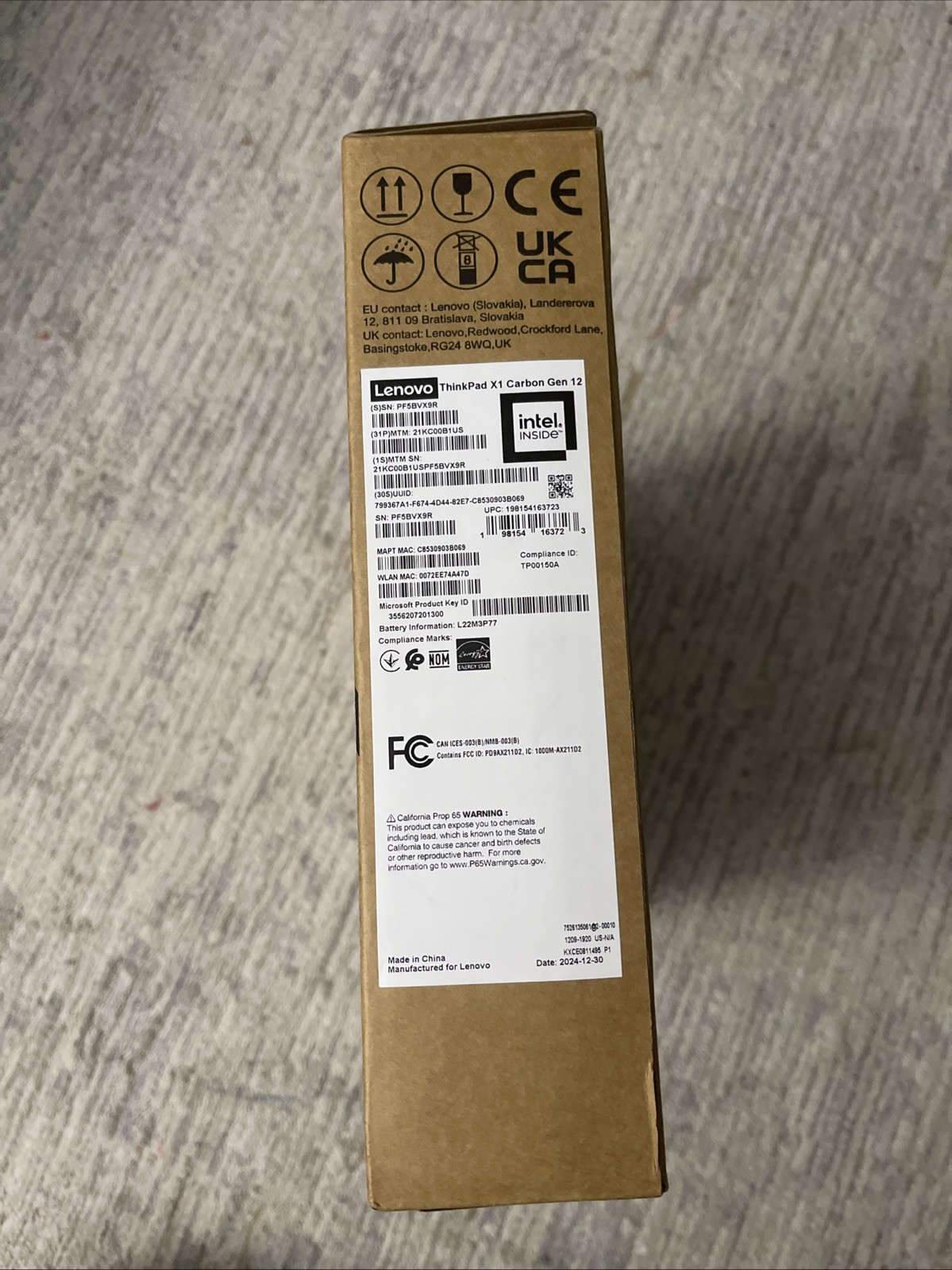 NEW ThinkPad X1 Carbon Gen 12 Laptop 14-inch, 512GB, Intel Core I7 12th Gen