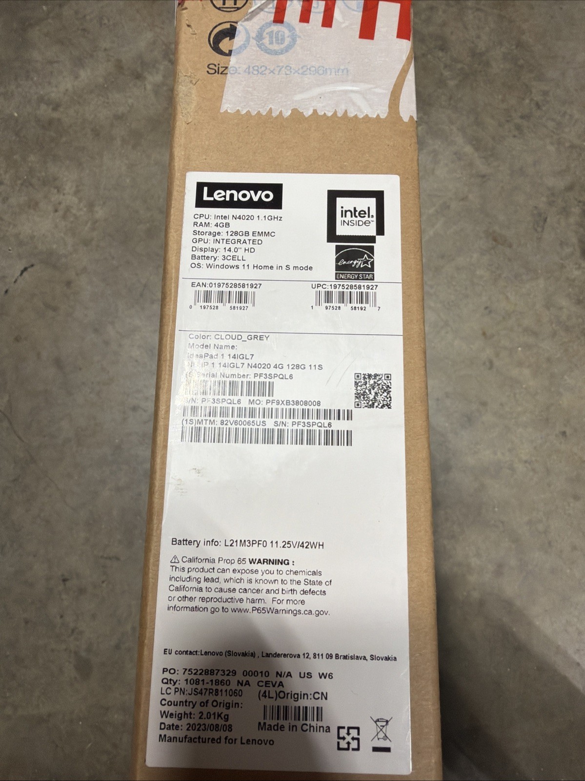 Lenovo IdeaPad 1 14” (128GB eMMC Intel Celeron N4020 1.1GHz 4GB RAM) Laptop…