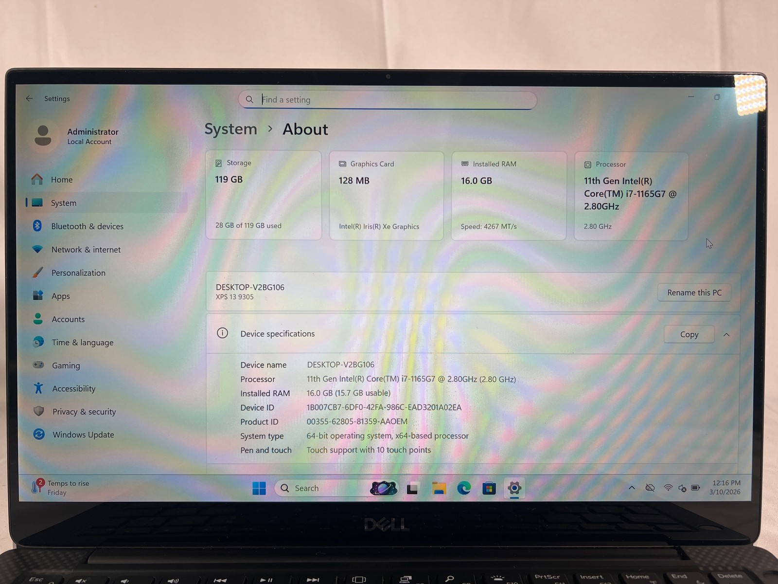 Dell XPS 13 9305 i7-1165G 2.8GHz 16 GB 128 GB SSD 13.3″