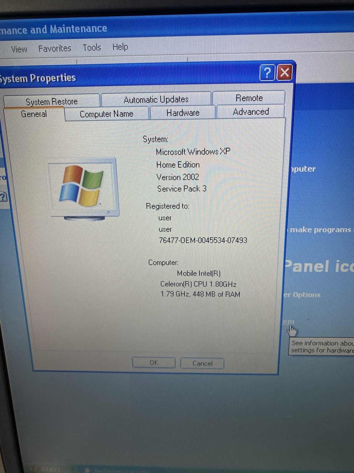 Vintage HP Pavilion Ze4230 Celeron 1.80Ghz 448MB RAM 40GB HDD Windows XP HOME