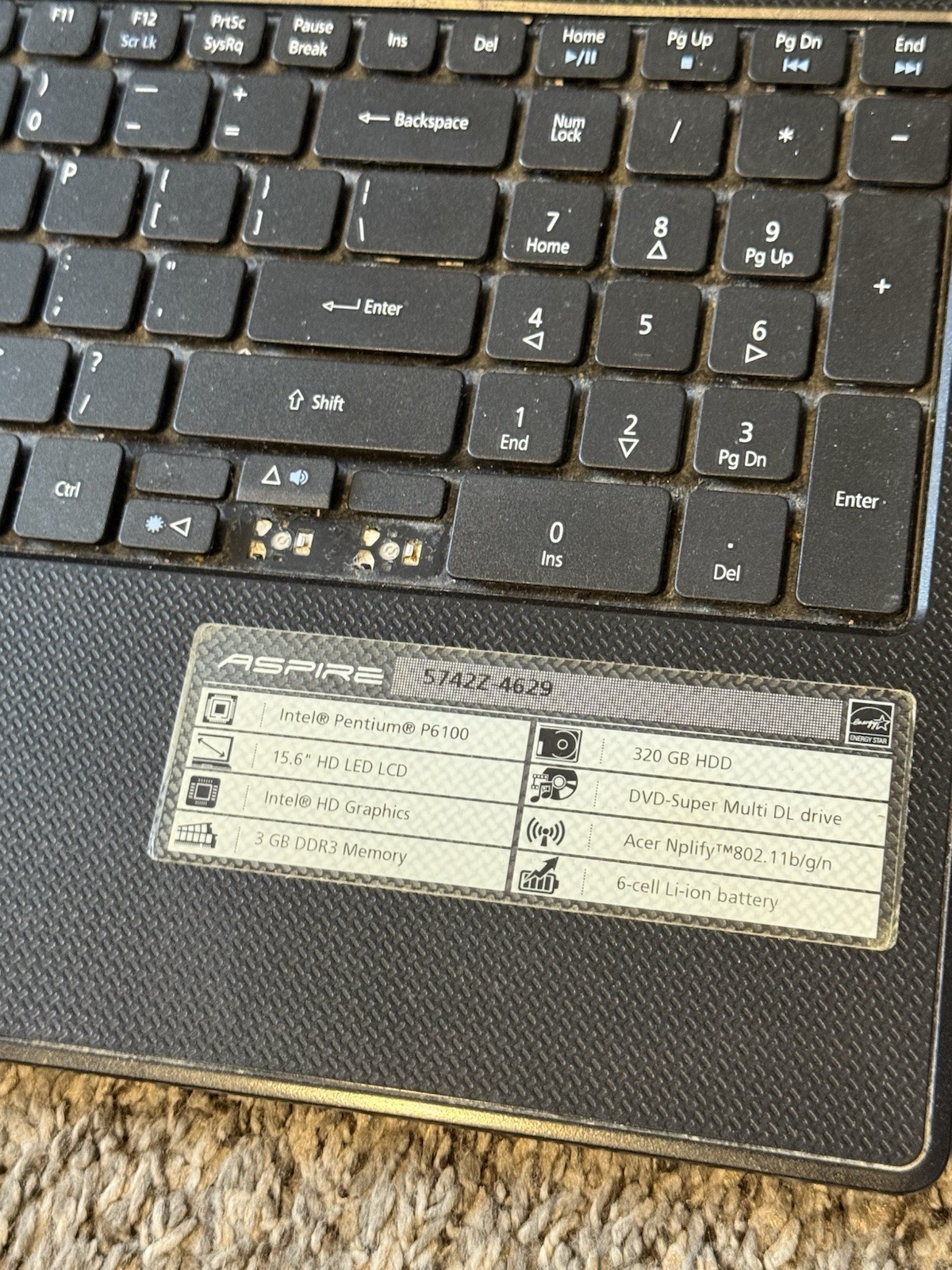 Acer Aspire 5742Z Laptop Intel Pentium P6100 3GB RAM 320GB HDD 15.6″ LED – AS IS
