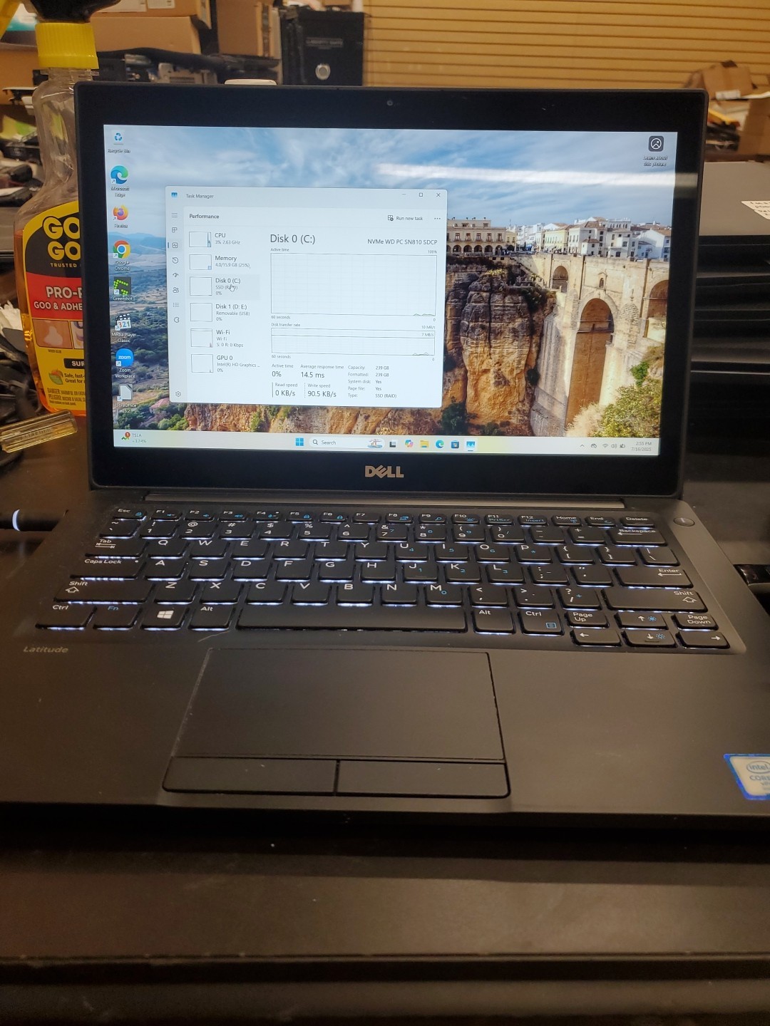 Dell Latitude 7280 Touchscreen 256GB SSD, i5-6300U 16GB Laptop 71625-2 K Poor KB