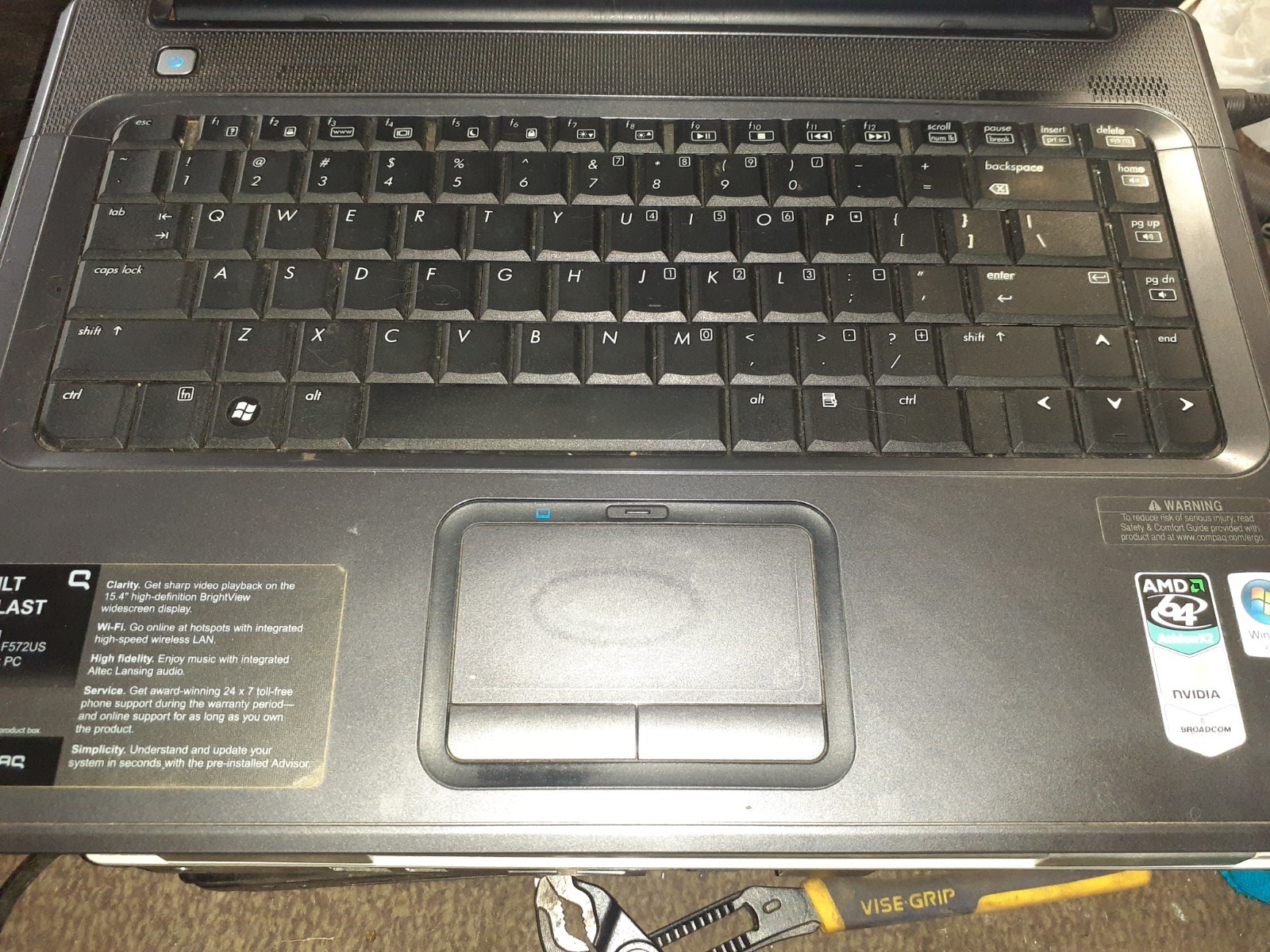 Compaq Presario F500 F572US AMD Athlon 64 X2 1GB Ram No Cord