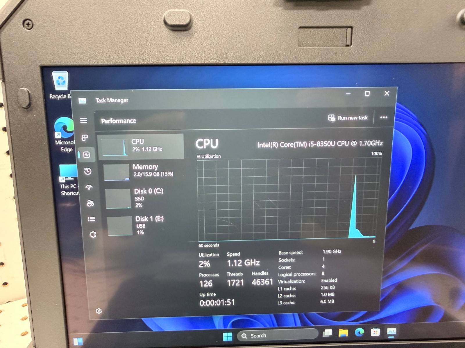 Dell Latitude 7424 Rugged Extreme i5-8350U 16GB RAM 256 SSD Touch | 2x Batterie